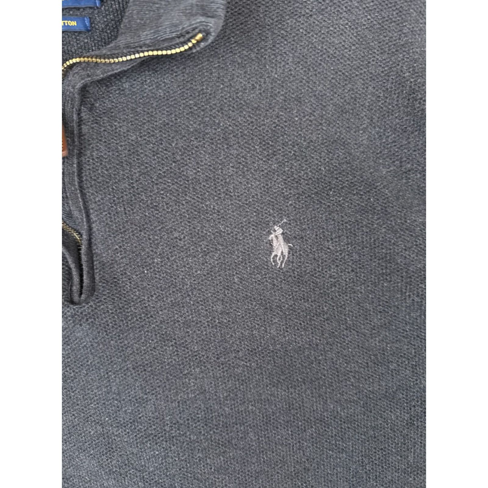 Polo Ralph Lauren Polo Ralph Lauren Sweater Men XL Gray 1/4 Zip Mock Neck Cotton Blend Logo Embroidered Pullover Casual Business Winter Fall Spring All Seasons Mens Size US XL / EU 56 / 4 - 6 Thumbnail