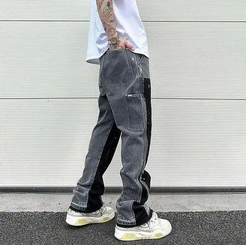 VIBE Black Graffiti Wide Jeans Size US 32 / EU 48 - 4 Thumbnail