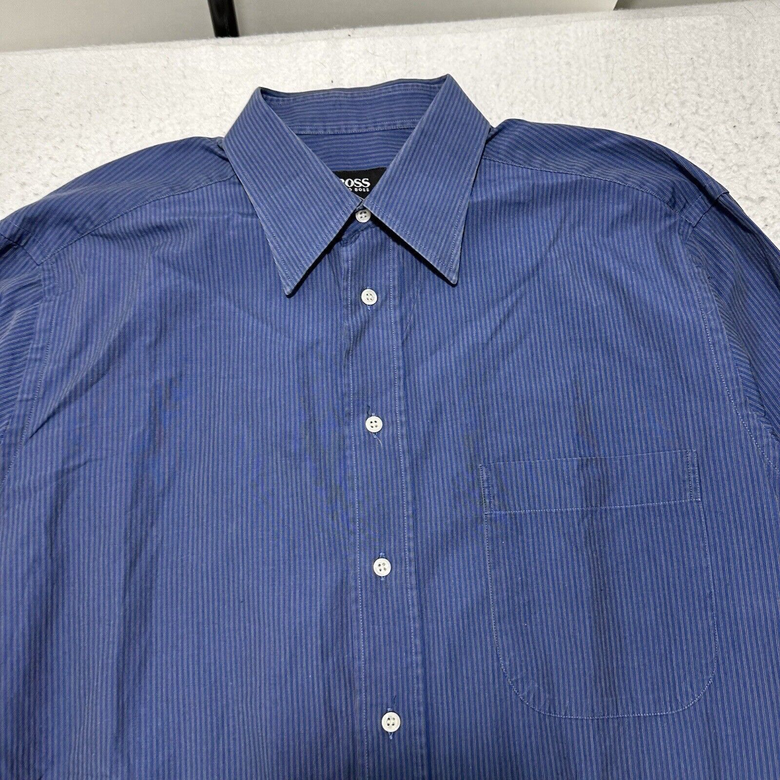Hugo Boss BOSS Hugo Boss 16 Button Down Dress Shirt Blue Pattern Size US L / EU 52-54 / 3 - 2 Thumbnail