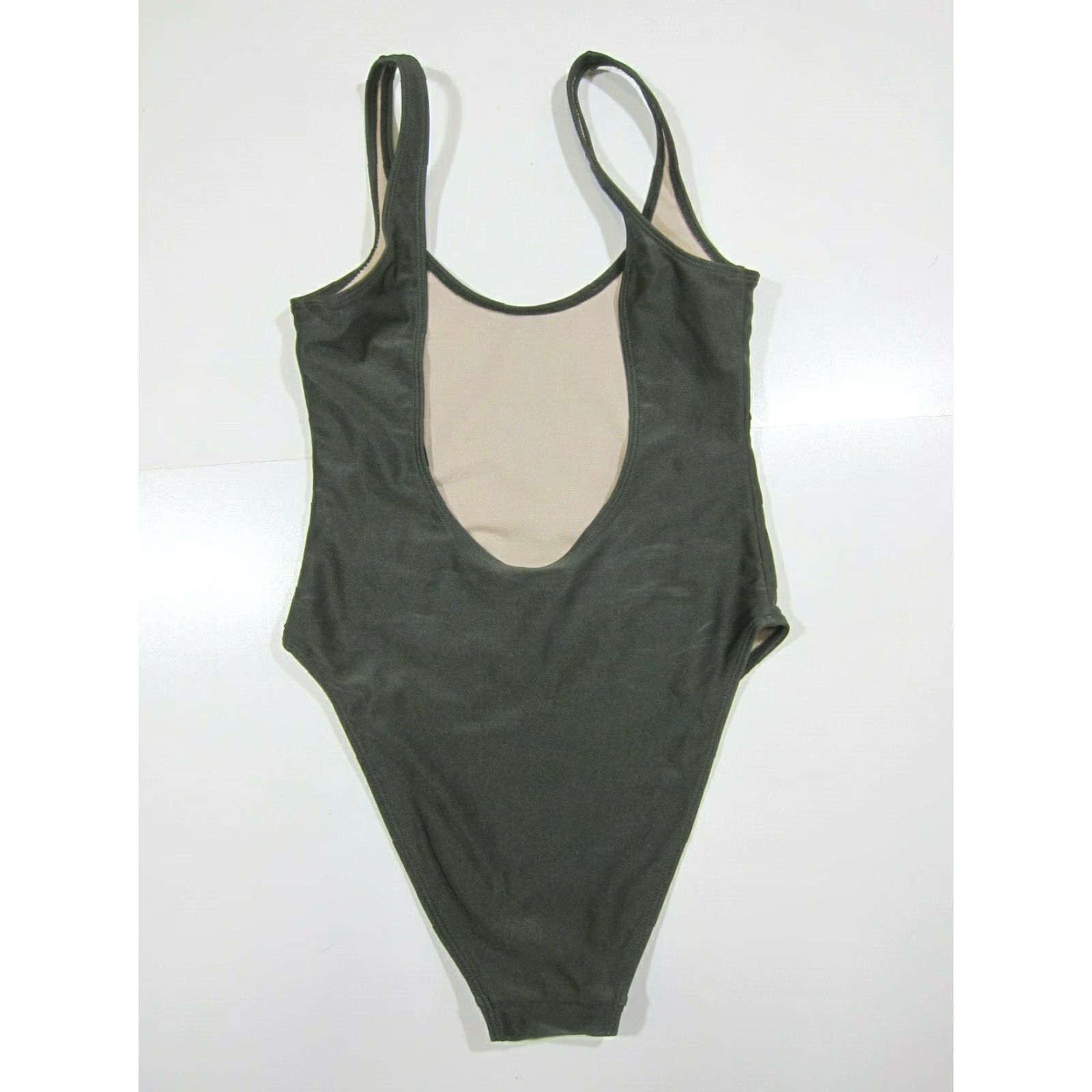Vintage NWT Dixperfect Army Green 80's 90's High Cut One Piece Swimsuit Small Womens Size ONE SIZE - 6 Thumbnail