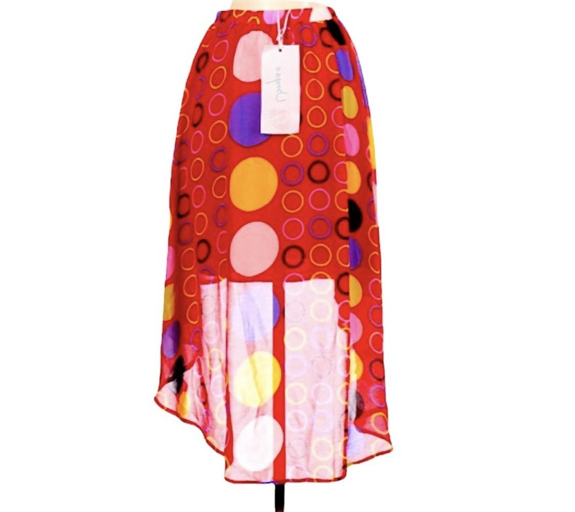Other RED MULTI COLOR POLKA DOT HIGH LOW KNEE LENGTH SKIRT SZ S Size 26" / US 2 / IT 38 - 2 Thumbnail