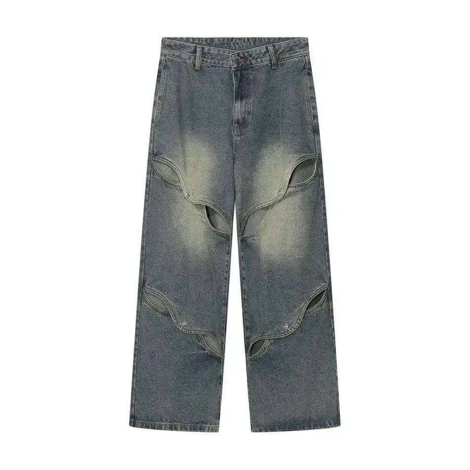Japanese Brand Retro loose hollow wide leg jeans Size US 32 / EU 48 - 5 Thumbnail