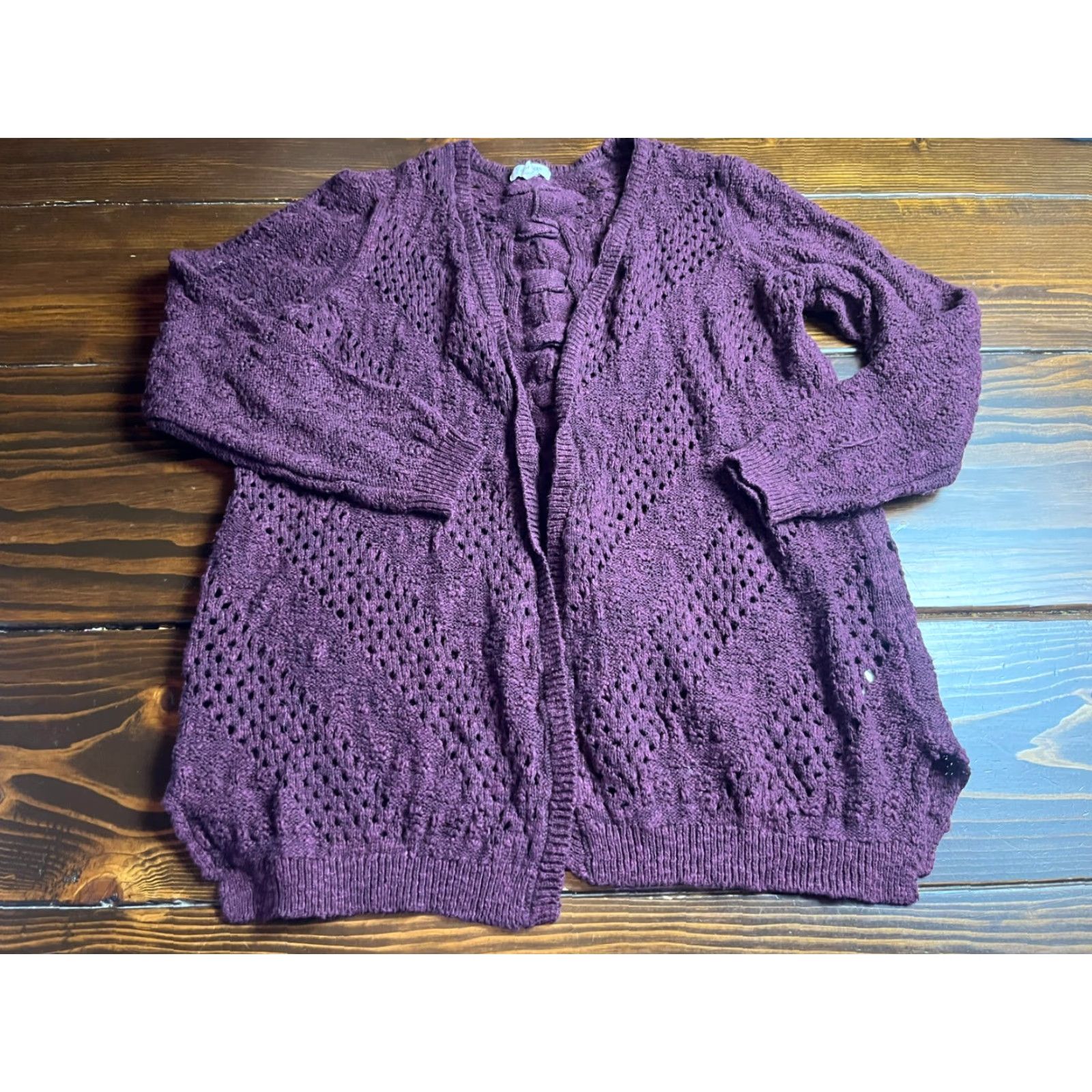 Vintage Maurices Sweater Women's Large Burgundy Cardigan Pullover Size L / US 10 / IT 46 - 2 Thumbnail