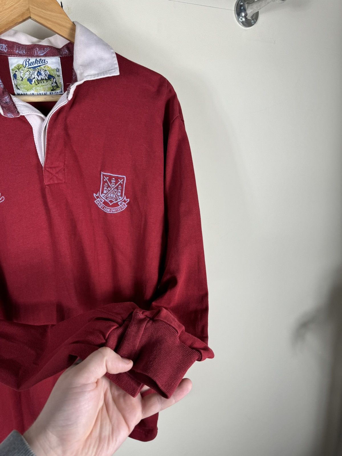 Vintage 1990-92 West Ham United FC Bukta Rugby Polo Shirt Size US M / EU 48-50 / 2 - 7 Thumbnail
