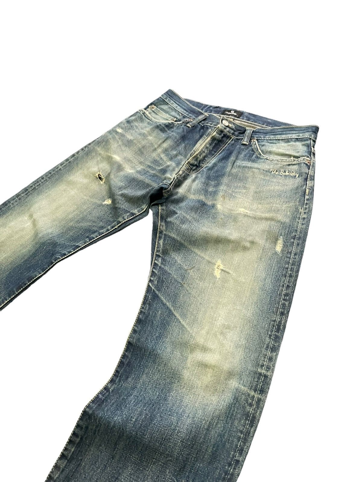Japanese Brand Subciety Selvedge Distresed Denim Size US 34 / EU 50 - 2 Thumbnail