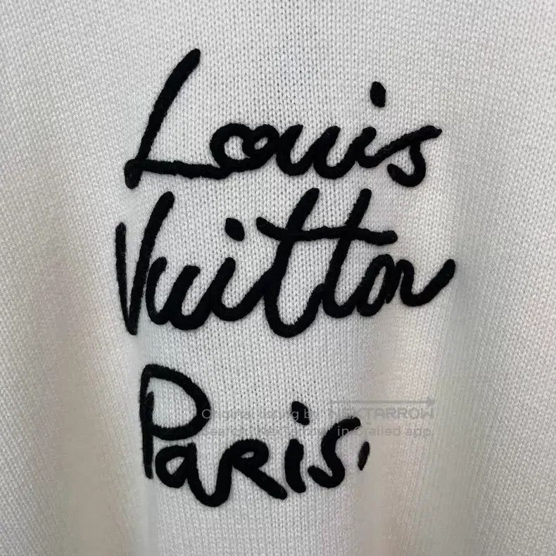 Louis Vuitton Louis Vuitton SS26 White Letter Pullover Long Sleeve Cashm Size US L / EU 52-54 / 3 - 5 Thumbnail