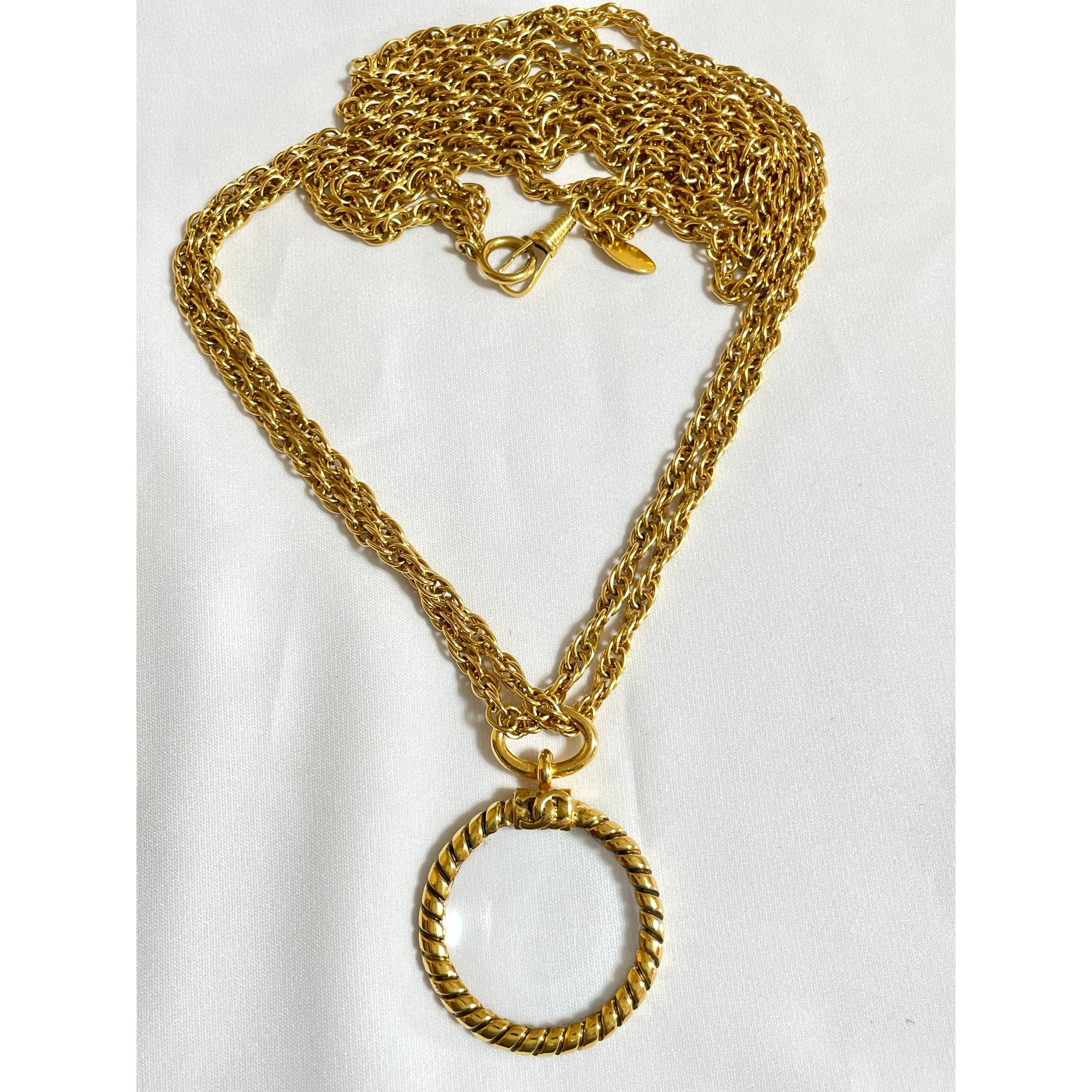 Chanel Vintage CHANEL chain necklace with round loupe glass Size ONE SIZE - 3 Thumbnail