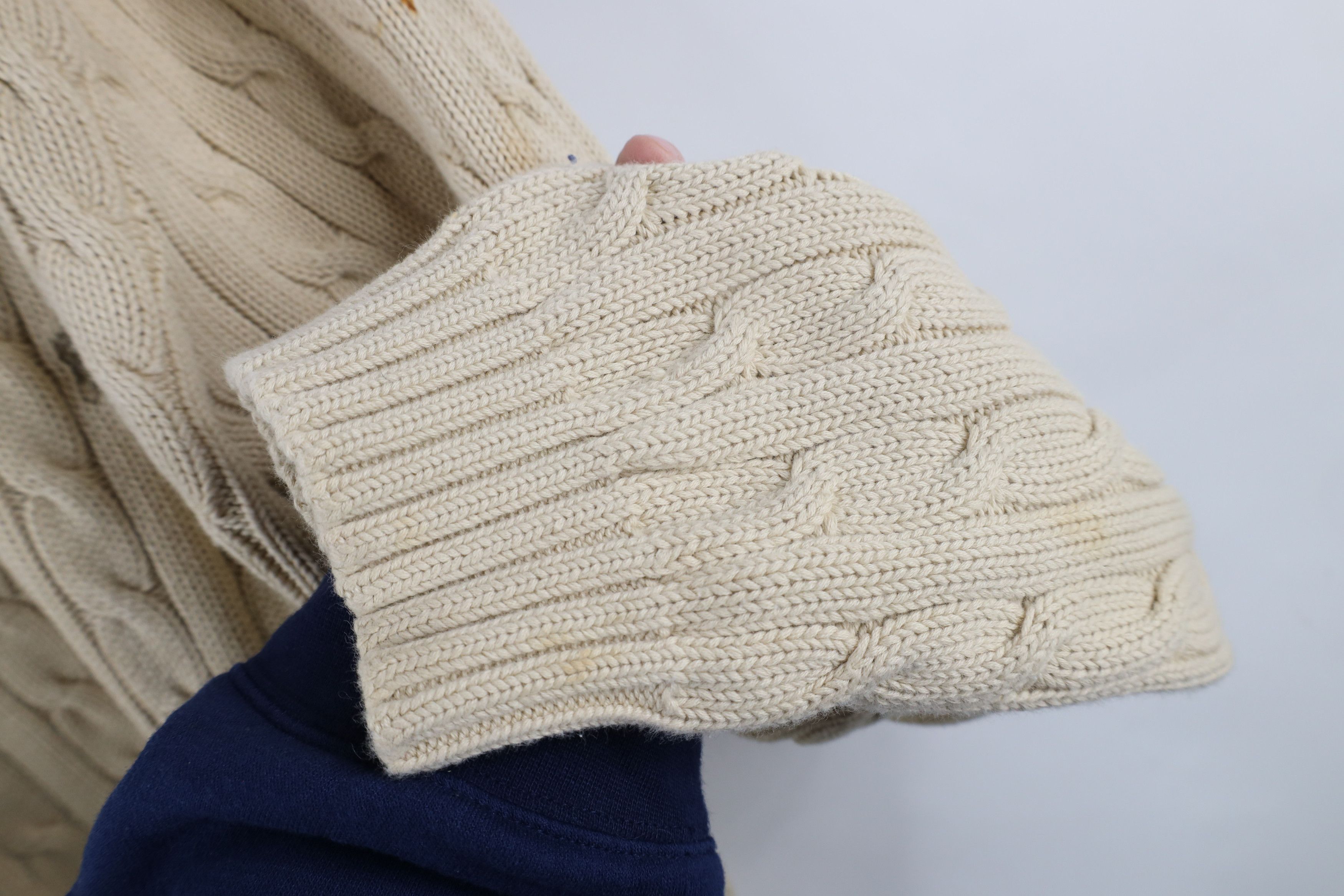 Ralph Lauren × Vintage Vintage 90s Ralph Lauren Chunky Cotton Cable Knit Sweater Size US XXL / EU 58 / 5 - 7 Thumbnail