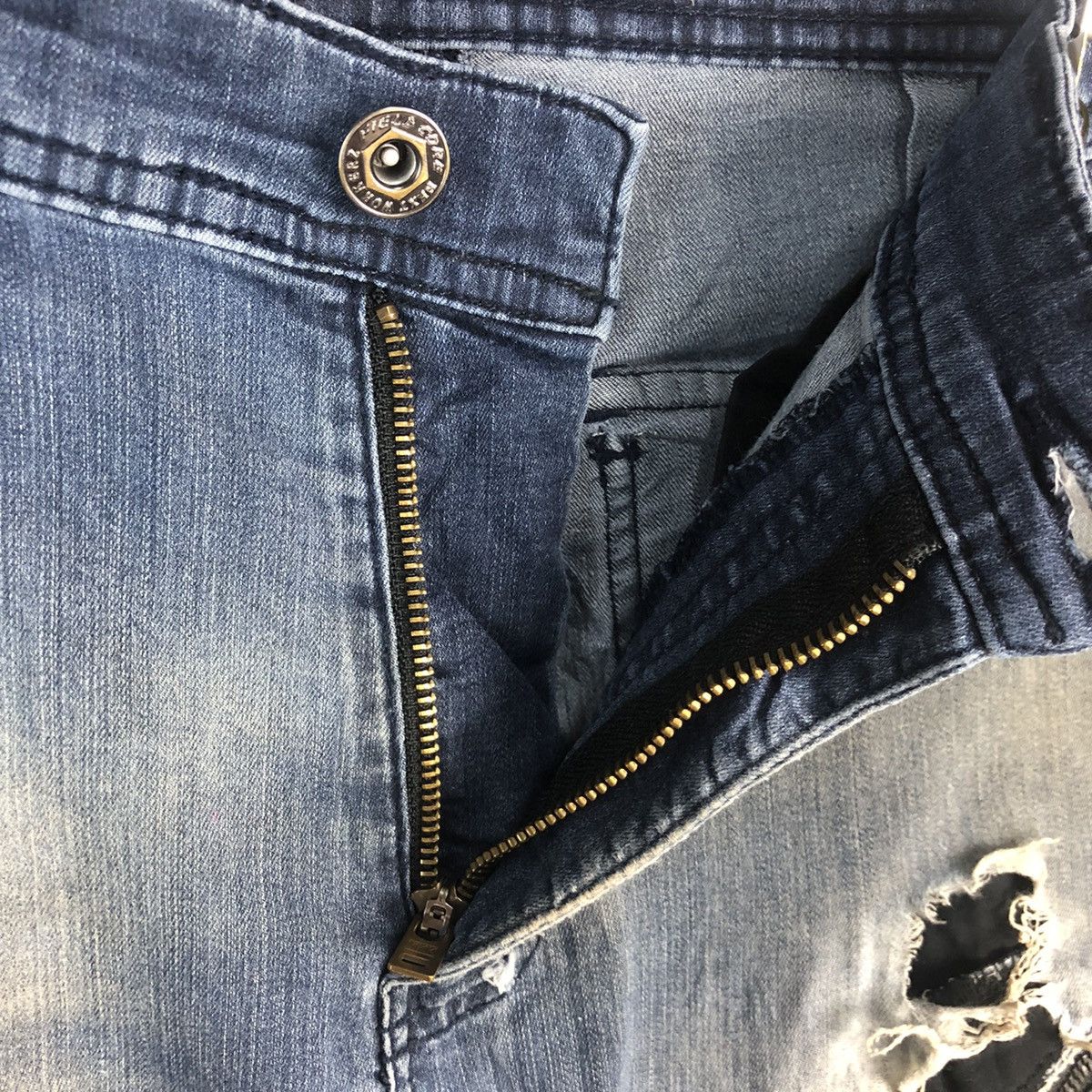 Japanese Brand Field Core Blue Distressed ripped Denim Pants #A2109 Size US 29 - 17 Thumbnail