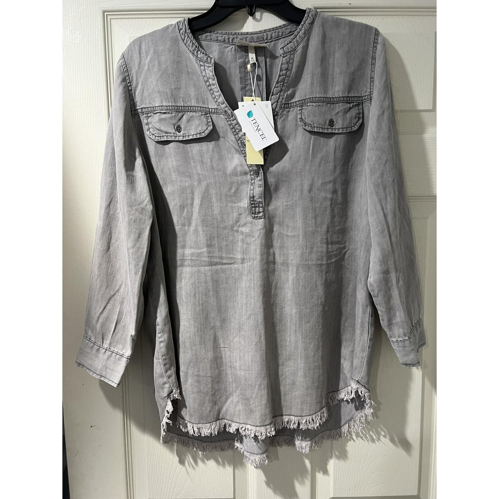 & Other Stories Hester & Orehard Split Neck Fringe Top Gray Size M A003288 Size M / US 6-8 / IT 42-44 - 2 Thumbnail
