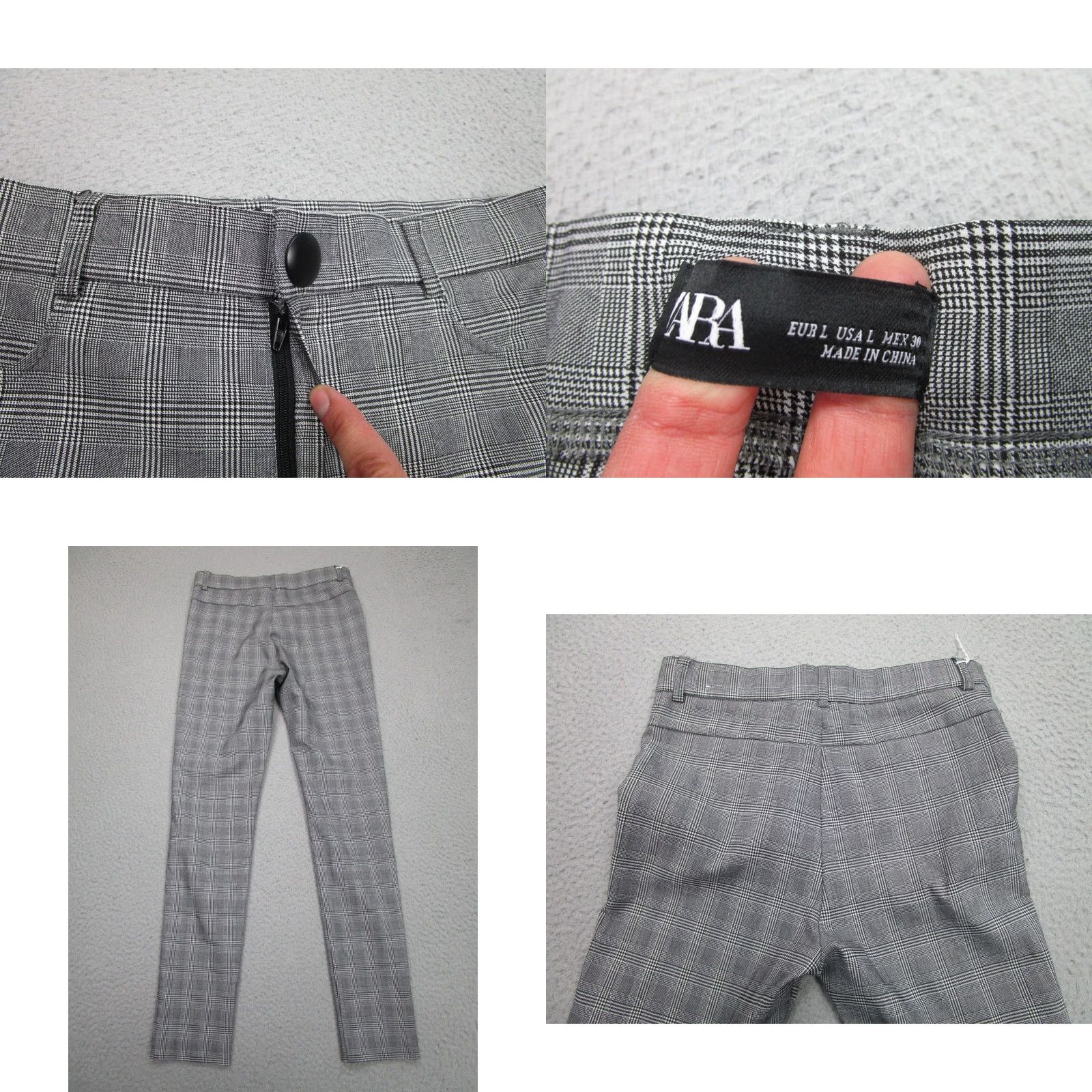 Zara Zara Pants Womens Large Black Gray Plaid Jegging Stretch Slimming Elastic Waist Classic Tapered Work Casual Formal Party/Cocktail Travel Wedding Size 36" / US 14 / IT 50 - 8 Thumbnail