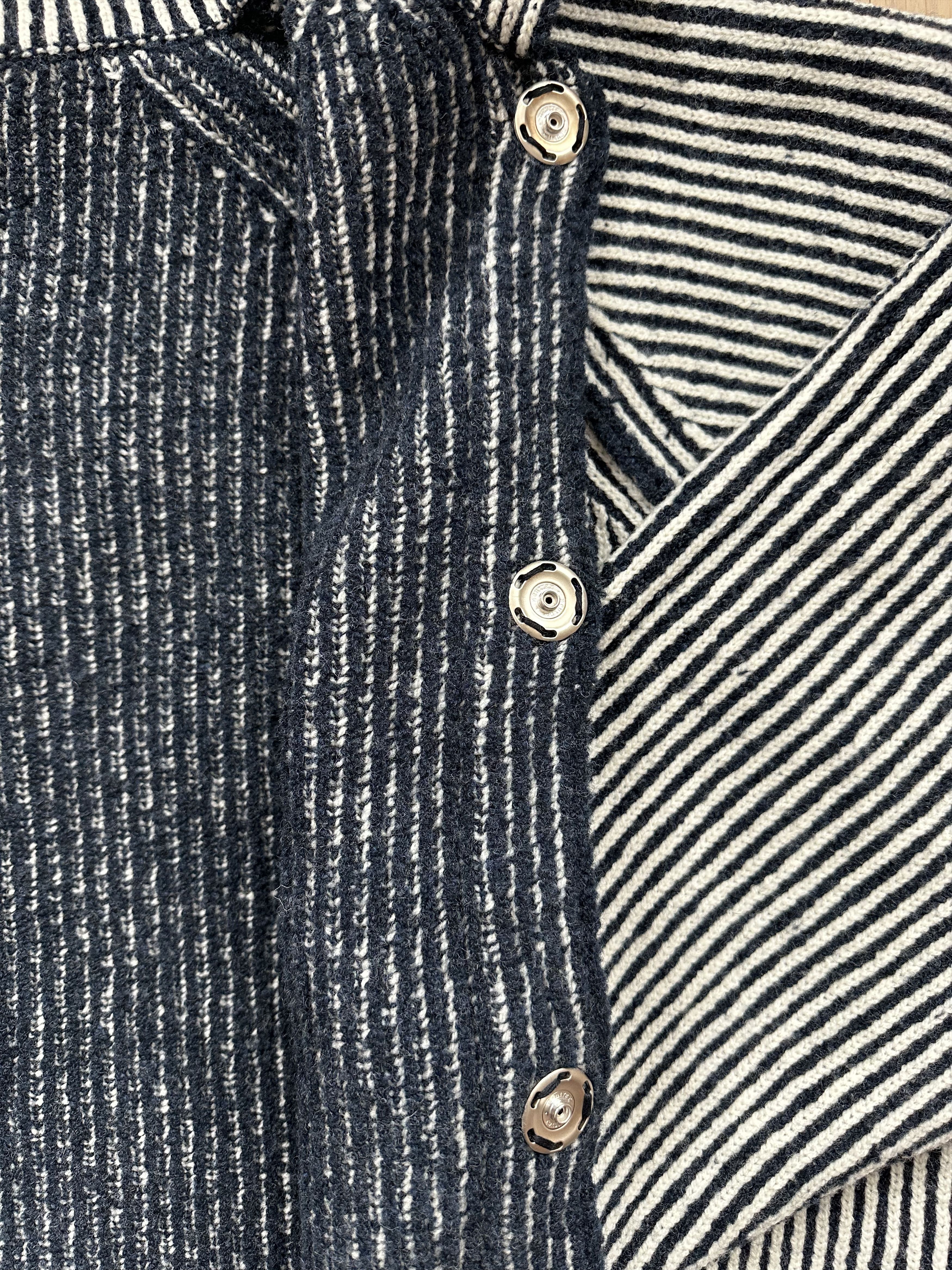 Niceness NICENESS K. Snafu Reversible Wool Knit Jacket Navy/White Size US L / EU 52-54 / 3 - 17 Thumbnail