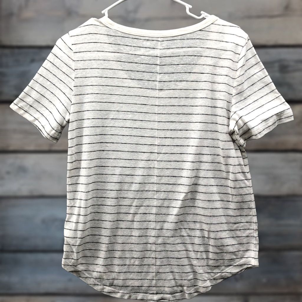 Gap Gap Linen Blend Tee Womens S White Black Striped Short Sleeve Scoop Neck Size 28" / US 6 / IT 42 - 1 Thumbnail