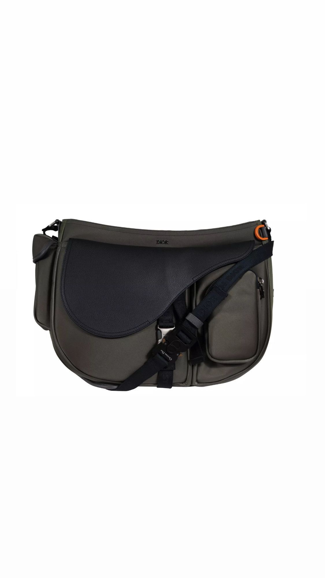 Dior × Sacai Saddle Messenger Bag Olive Green Navy Blue Leather Size ONE SIZE - 1 Thumbnail