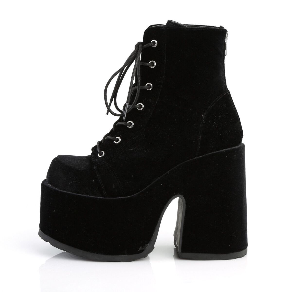 Other Camel 203 Stacked Black Velvet Platform Goth Punk Ankle Boot Size US 7 / IT 37 - 7 Thumbnail