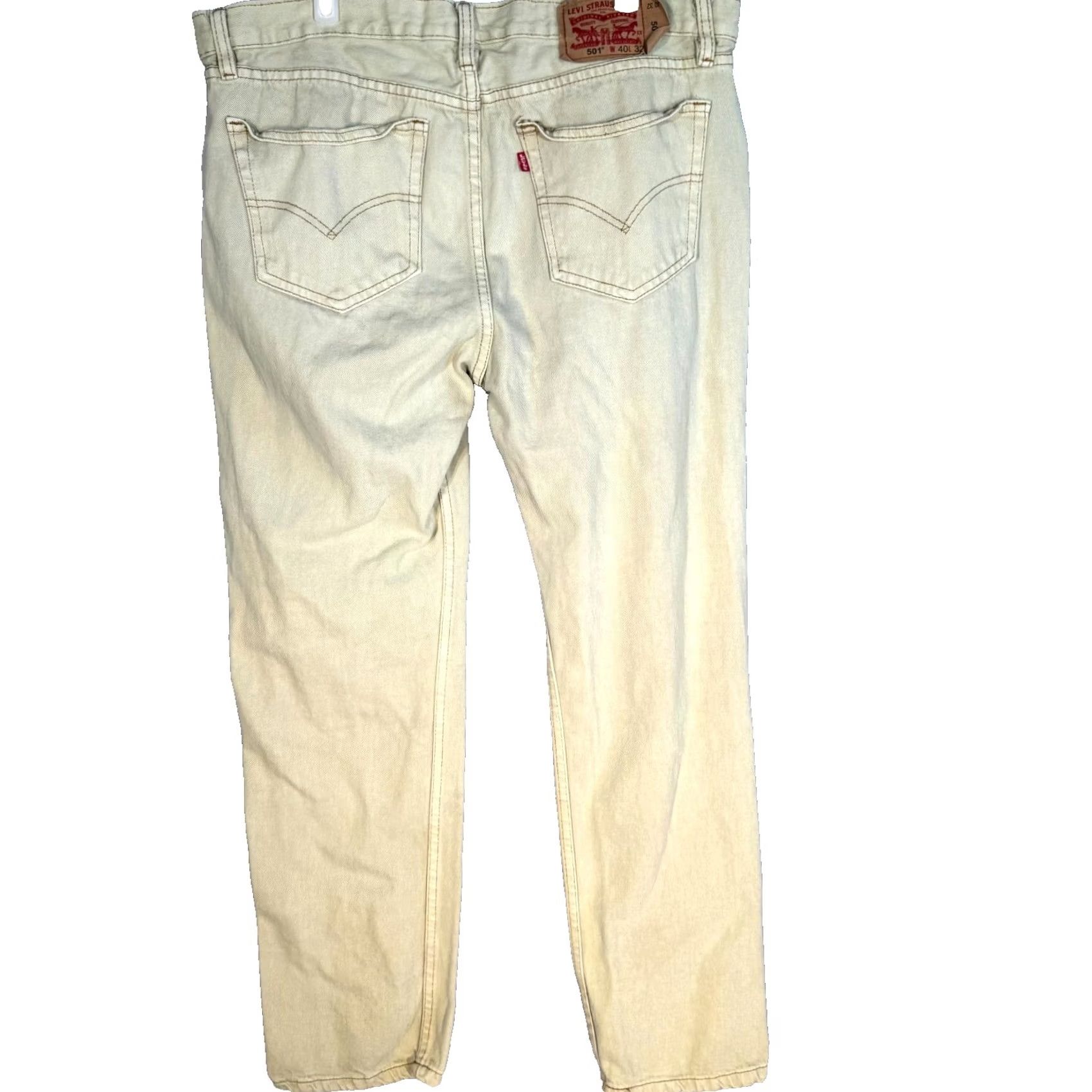 Levi's Levi's 501 Jeans Mens 40x32 Beige Denim Original Fit Button Fly Straight Classic Size US 40 / EU 56 - 2 Thumbnail