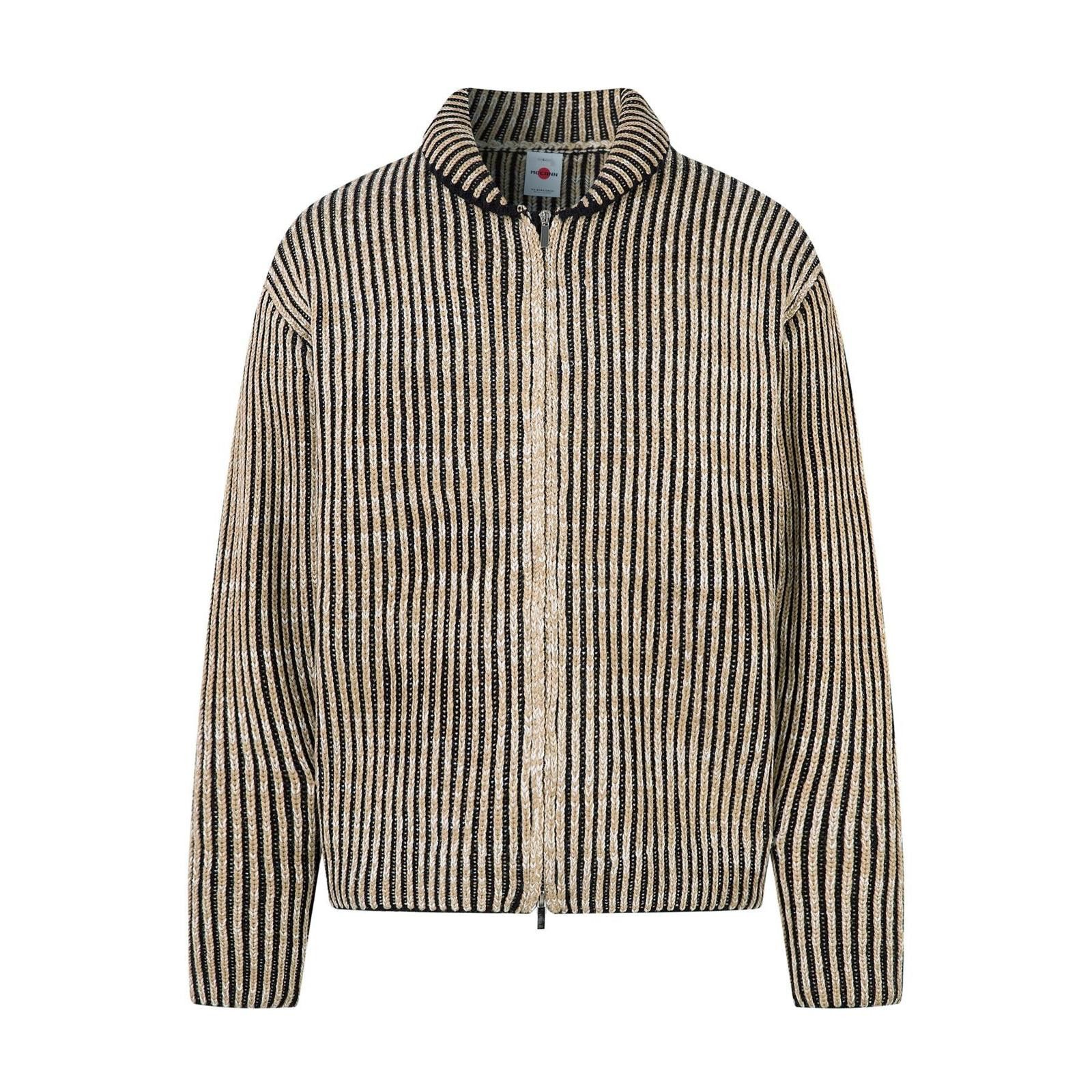 Japanese Brand Striped Zip-Up Knit Jacket, Casual Men's Outerwear Size US M / EU 48-50 / 2 - 5 Thumbnail
