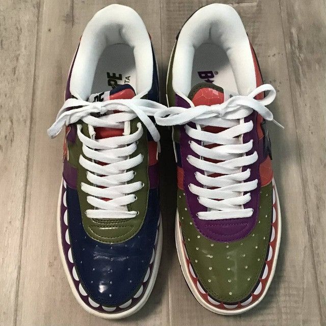 Bape × Kaws × Nigo KAWS CHOMPERS BAPE STA Patent Leather Sneakers APE NIGO Size US 9.5 / EU 42-43 - 4 Thumbnail