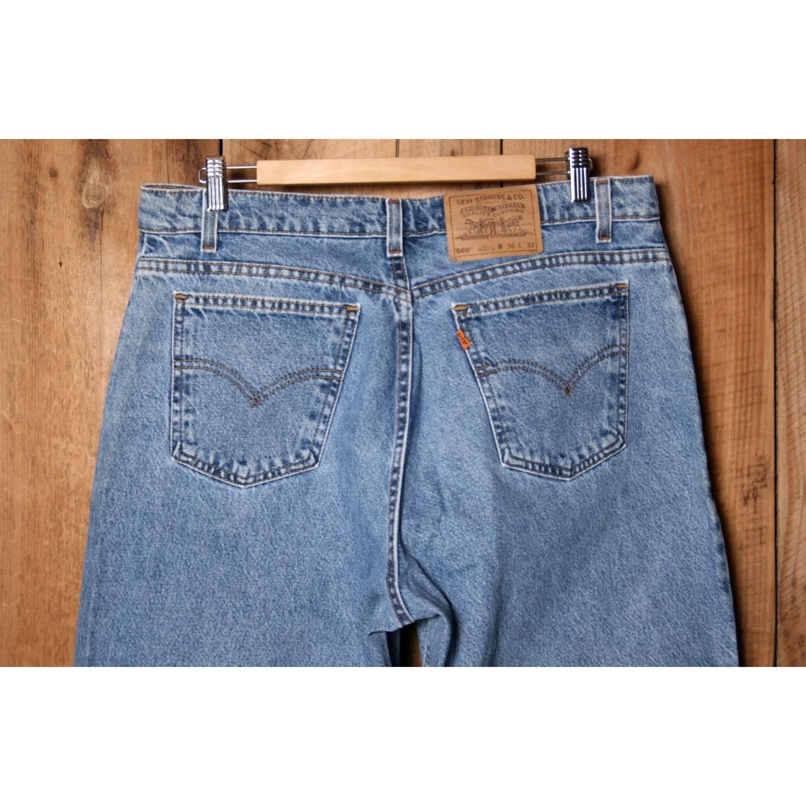 Levi's VINTAGE Levi's 560 Jeans Loose Fit Tapered Leg Blue 35x31 Men Denim Zip 560 Model 34x32 12.5 Rise High Regular Inseam 31 Size US 35 - 5 Thumbnail
