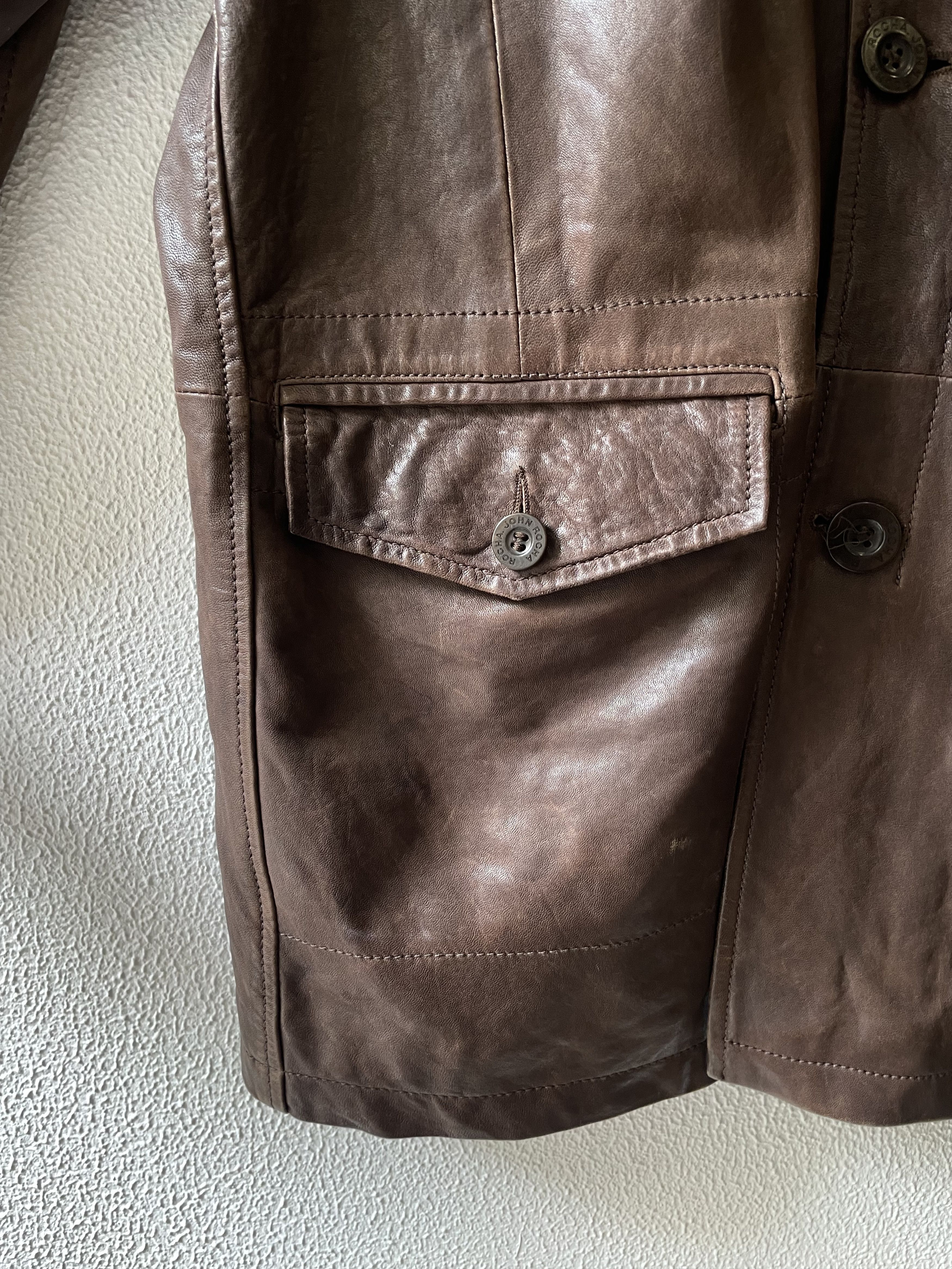 Designer × Vintage Rare Rocha John Rocha leather brown man Size US L / EU 52-54 / 3 - 3 Thumbnail
