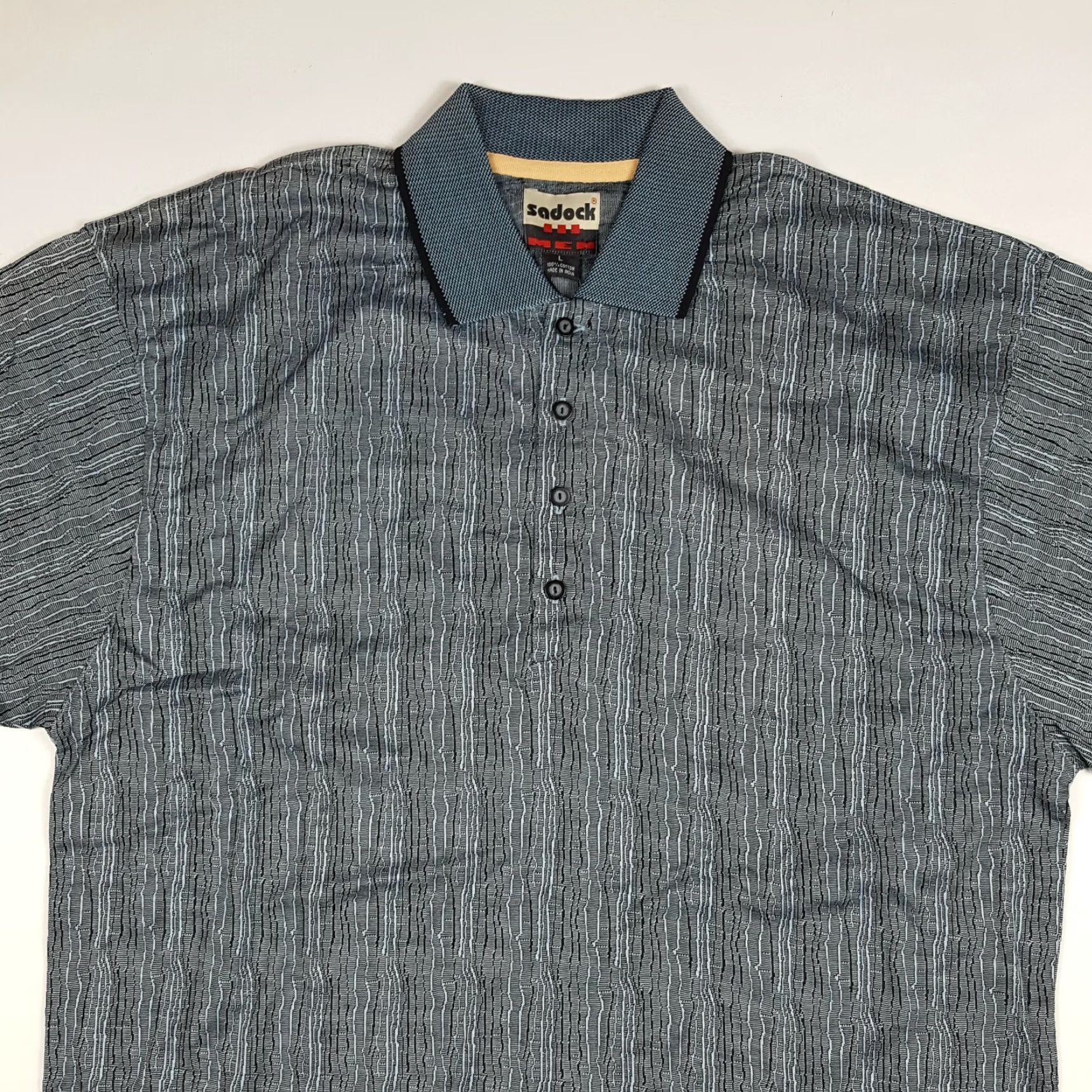 Vintage VINTAGE Jamie Sadock Polo Shirt Golf Casual Retro 90s Blue Large Mens Short Sleeve Shirt Polo Button Closure Collared Geometric Knit Cotton Size US L / EU 52-54 / 3 - 2 Thumbnail