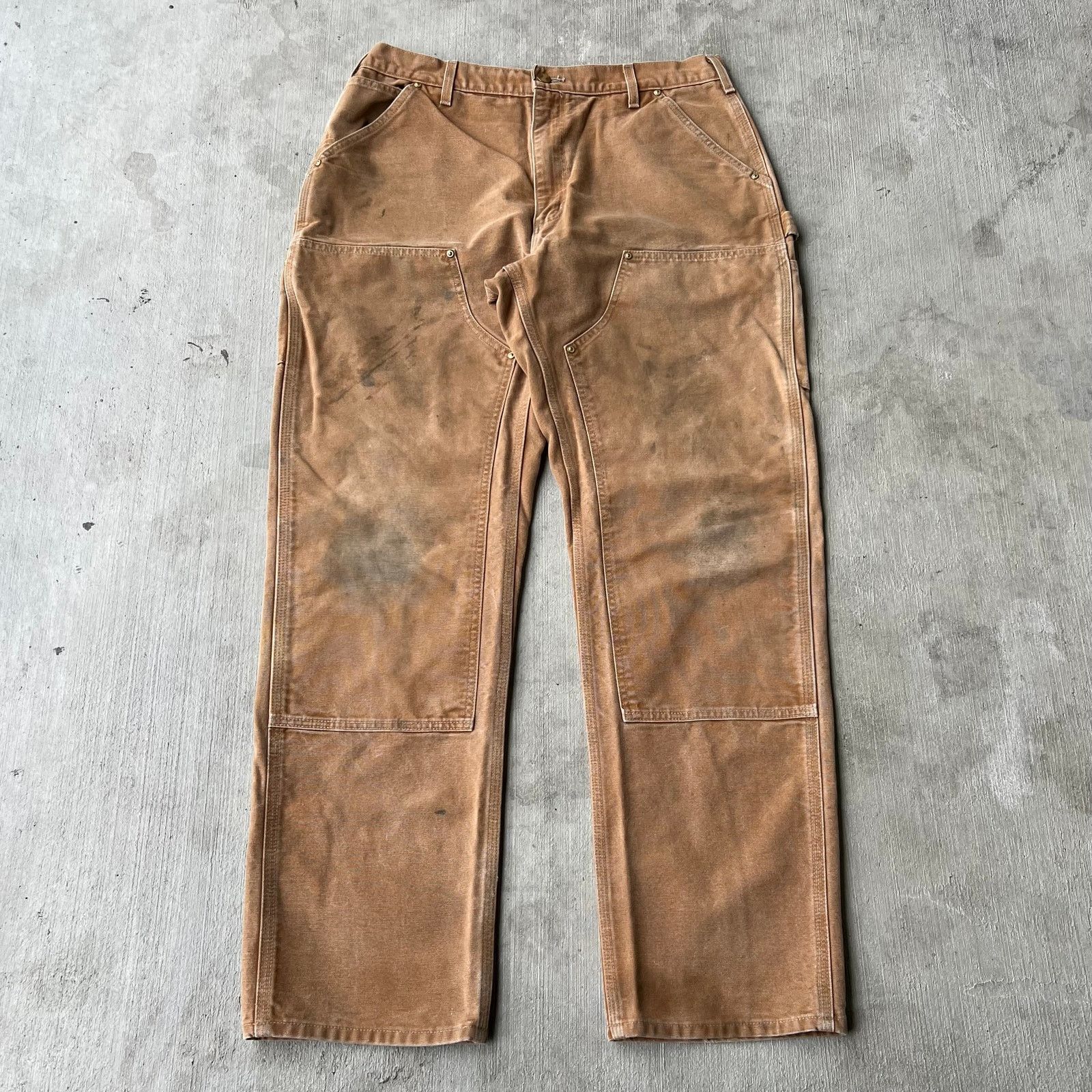 Vintage Y2K Carhartt brown double knee work carpenter pants