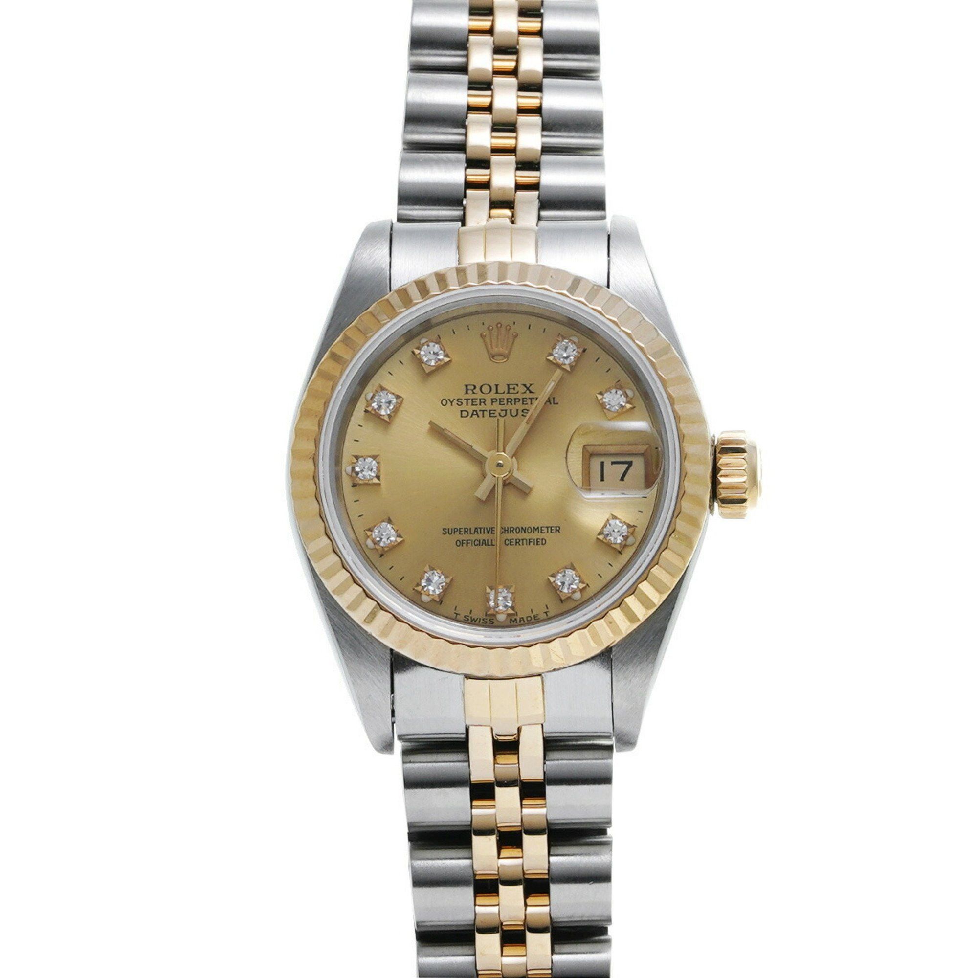 Rolex Datejust 10P Diamond 69173G E Series (Manufactured Around 1990) Champagne/diamond Ladies Watch Automatic, Women's