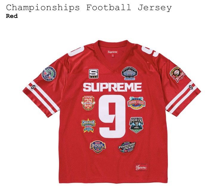 Supreme Supreme Championships Football Jersey Red XL FW23 Size US XL / EU 56 / 4 - 1 Thumbnail