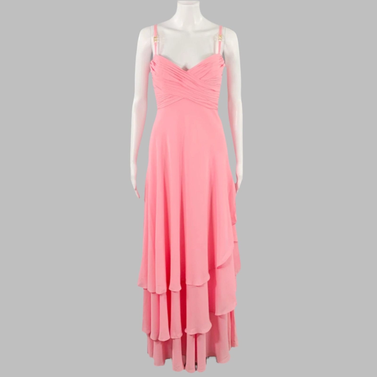 Escada Size 2 Pink Gold Silk Ruched Layered Evening Gown Size XS / US 0-2 / IT 36-38 - 1 Thumbnail