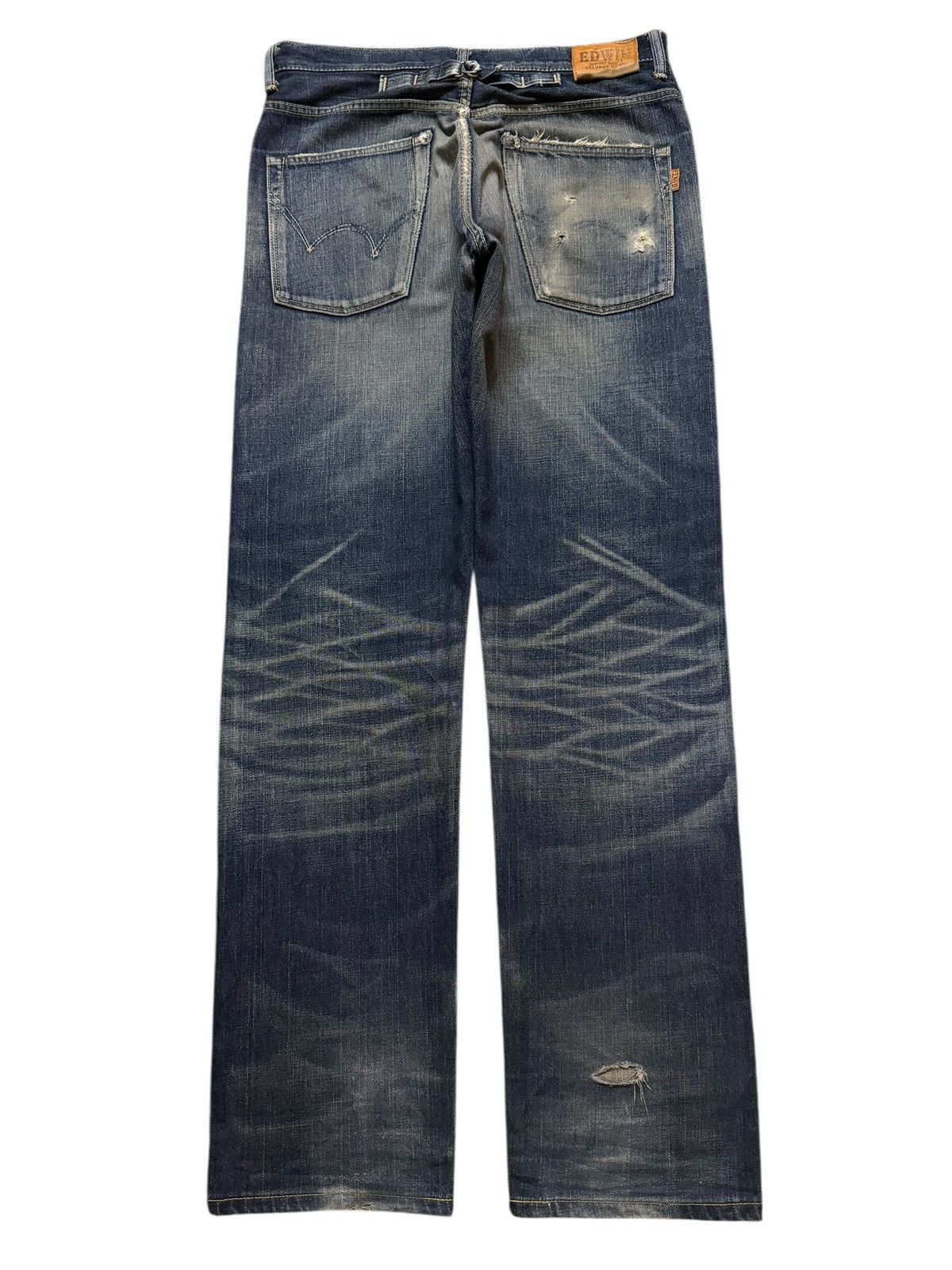 Edwin Vintage 90s Japan Edwin 505z Selvedge Faded Whisker Straight Size US 33 - 2 Thumbnail