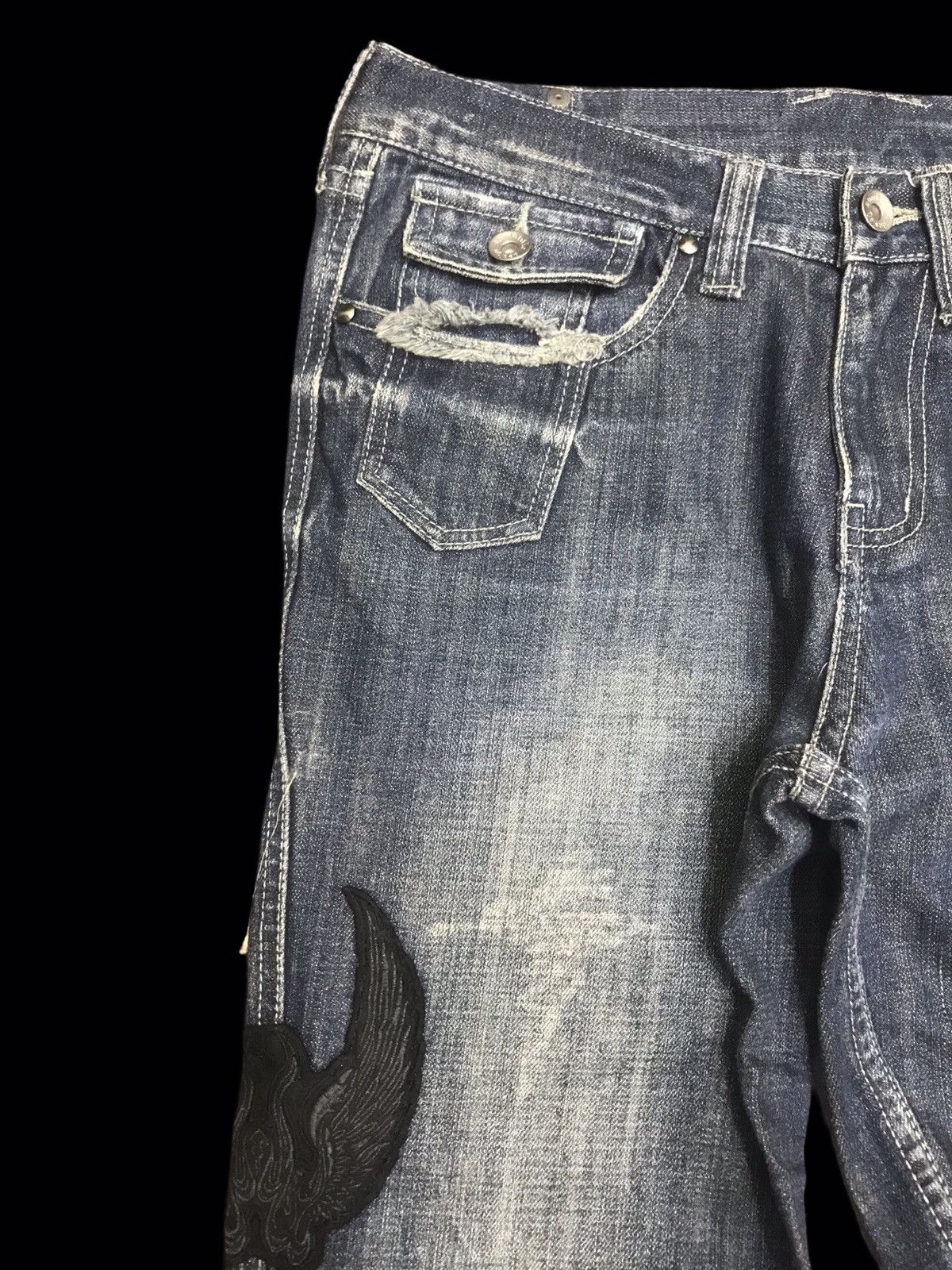 Japanese Brand 💥FLARE💥Archival semanticdesign Flare Patches Denim F432 Size US 31 - 6 Thumbnail