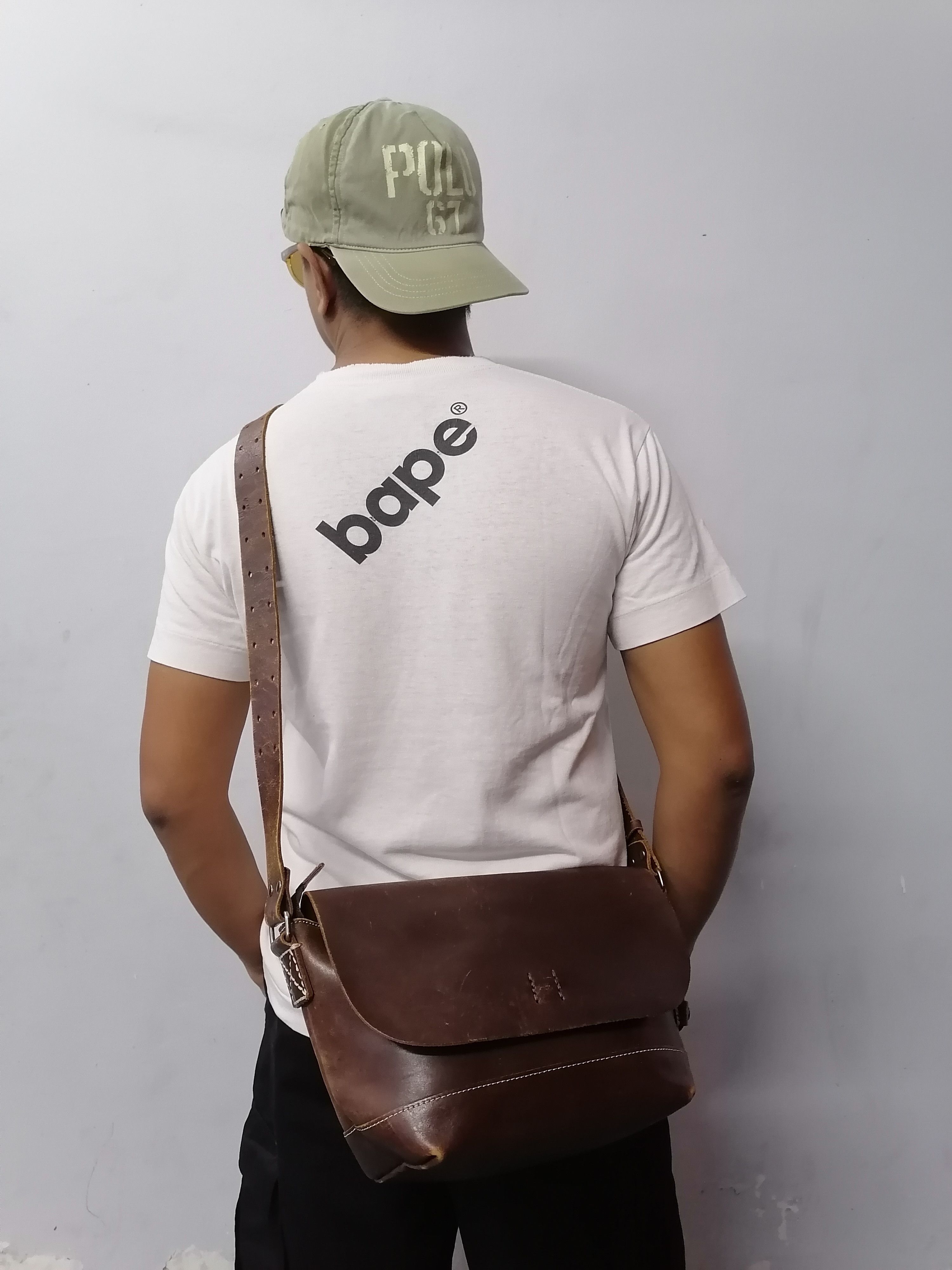 Genuine Leather Japan Leather Craft H 1203 Mano Fece Sling Bag in Brown, Men's
