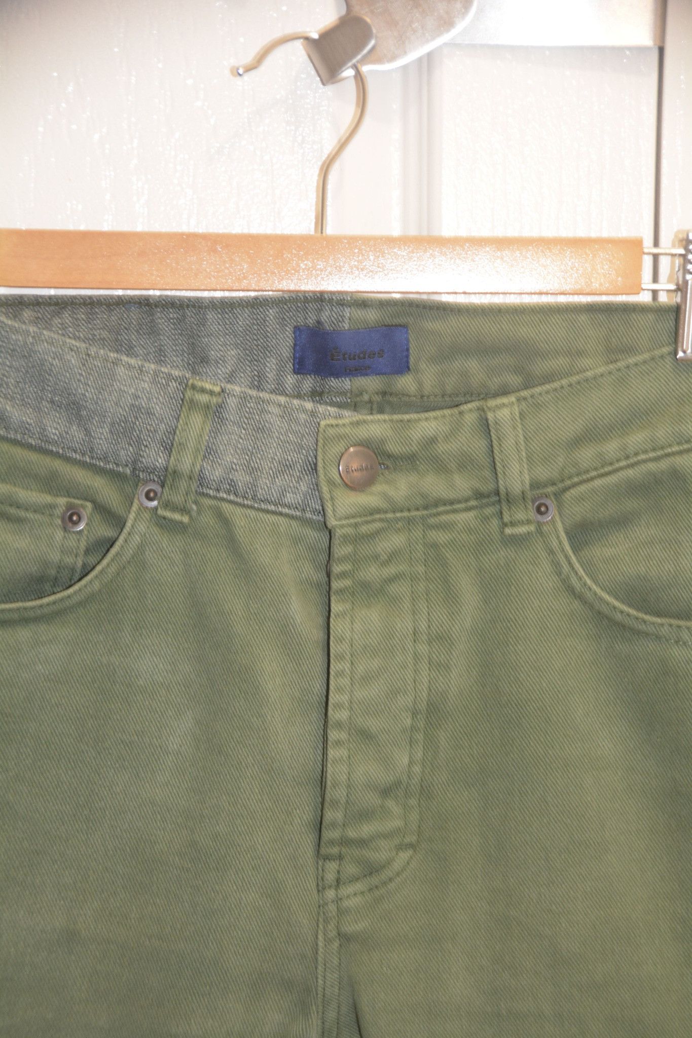 Etudes Études France Olive Green Denim Jeans Size 30 Size 30" / US 8 / IT 44 - 4 Thumbnail