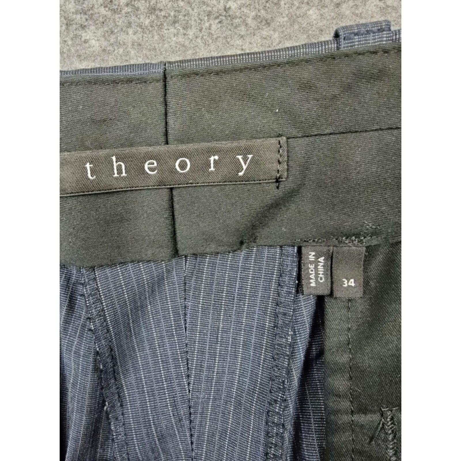 Theory Theory Mens Pants 34x32 Blue Pinstripe Cotton Dress Straight Leg Business Slacks Size US 34 / EU 50 - 3 Thumbnail