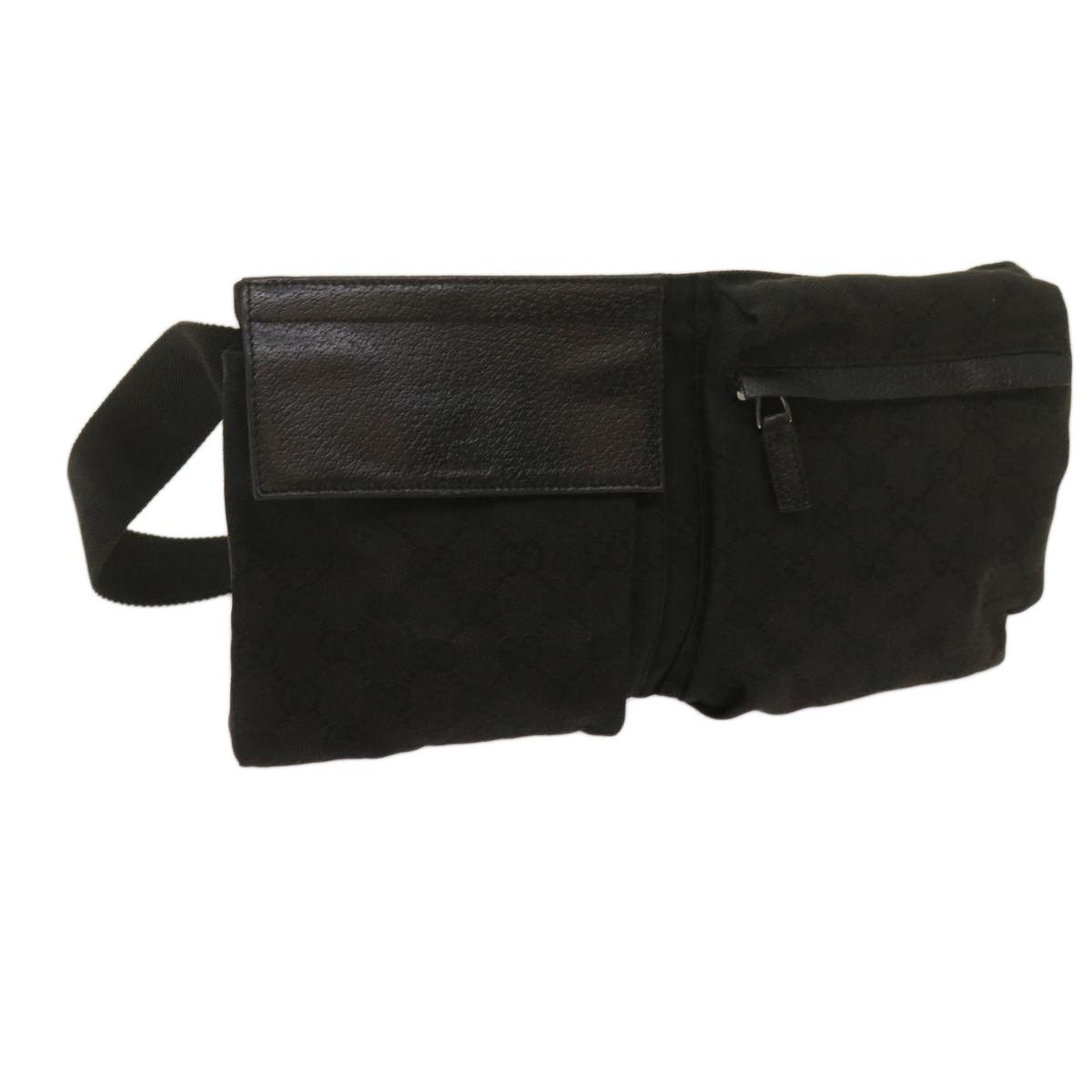 image of Gucci GG Canvas Waist Bag Black 28566 Auth Ki4255, Women's