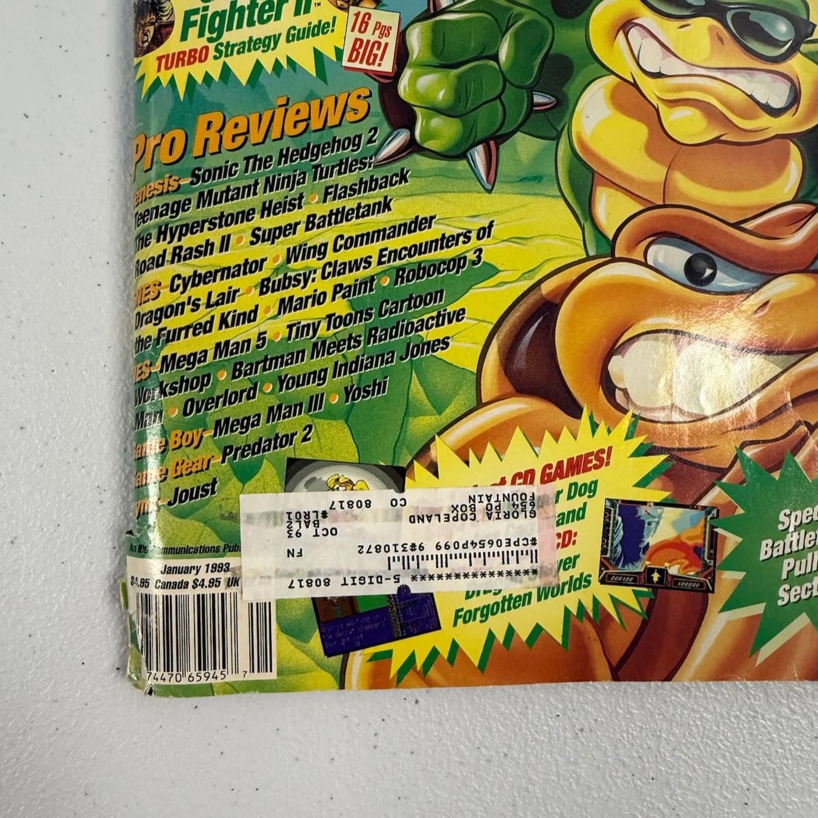Designer Vtg 1993 GamePro Magazine Battletoads Cover Street Fighter Size ONE SIZE - 3 Thumbnail