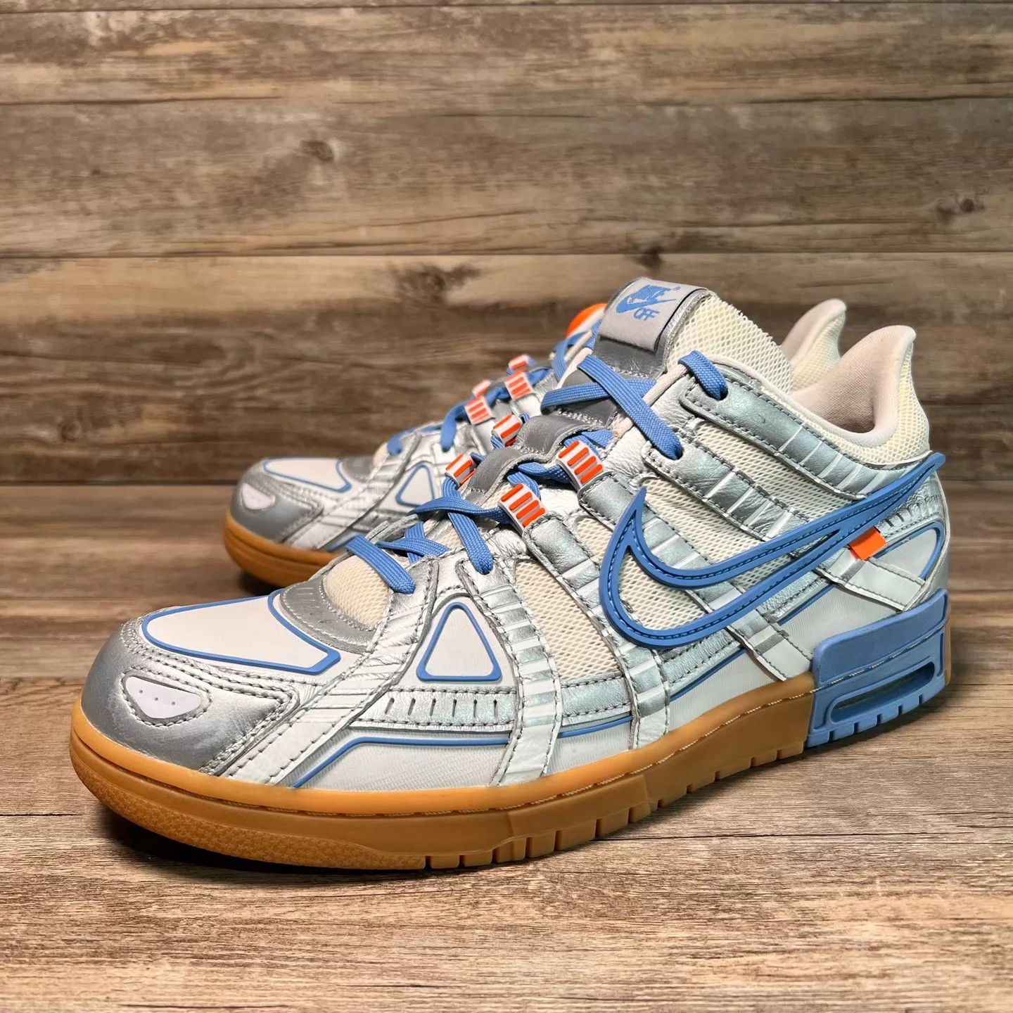 Nike OW x Nike Rubber Dunk Wht/Bl Slvr CU6015-100 45.5 97New Size US 11.5 / EU 44-45 - 1 Thumbnail