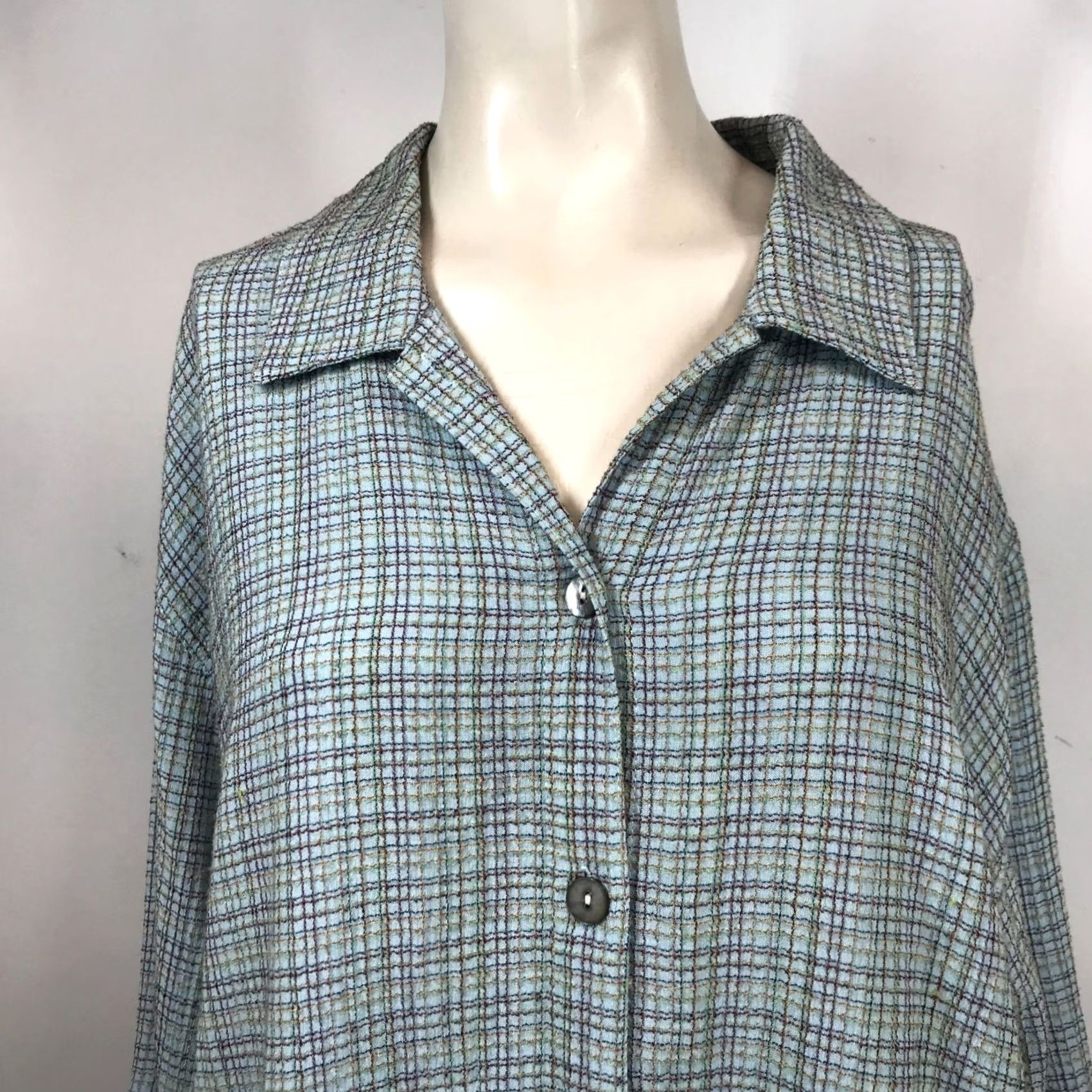 Vintage SAHALIE WOMEN TUNIC L BLUE LONG SLEEVE COLLARED RAYON BLEND Size L / US 10 / IT 46 - 2 Thumbnail