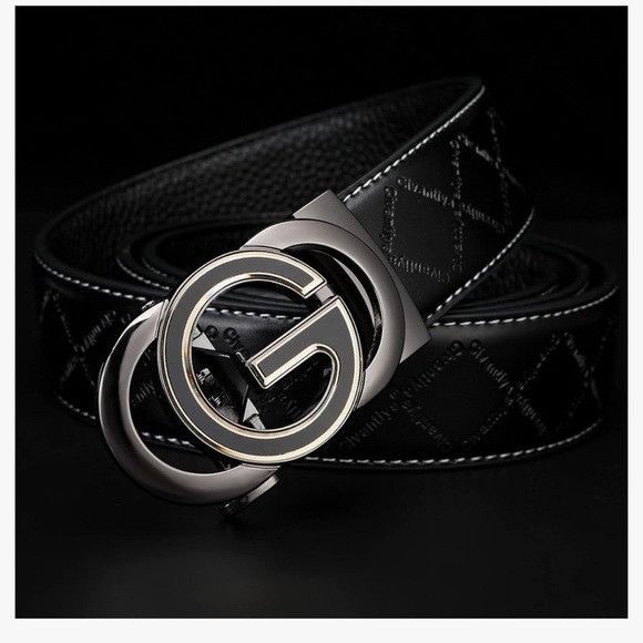 Other Men’s Black Leather Belt with Adjustable Ratchet Buckle Size ONE SIZE - 1 Thumbnail