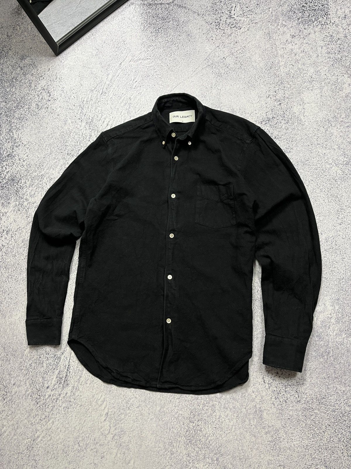 Our Legacy Our Legacy Black Cotton-Linen Overdyed Button Up Shirt Size US M / EU 48-50 / 2 - 4 Thumbnail