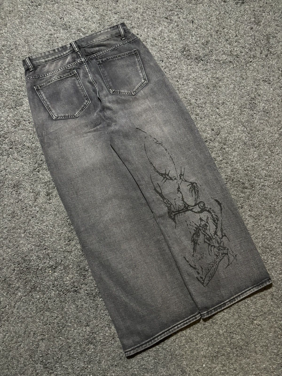 Vintage Vintage wide leg rare gray black fossile baggy jeans denim Size US 33 - 14 Thumbnail