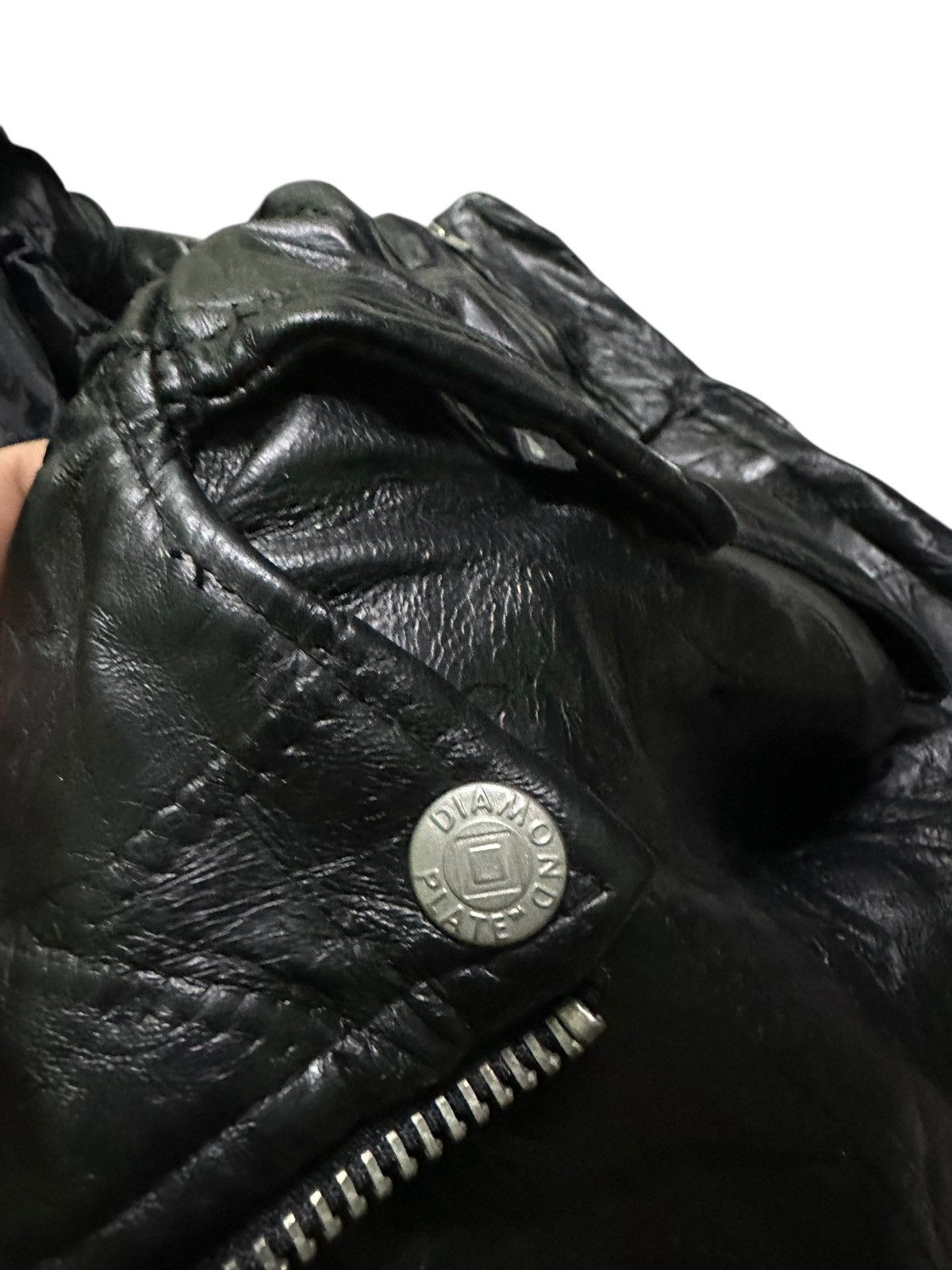 Japanese Brand Diamond plate double collar leather jacket Size US L / EU 52-54 / 3 - 16 Thumbnail