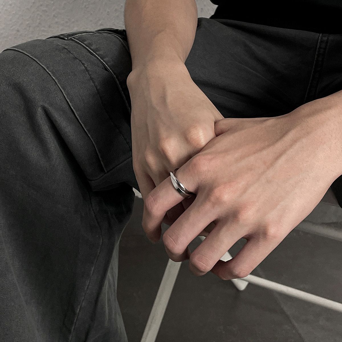 Jewelry Dark Jewelry Rings Open Size Chrome Ring (Size 7-13) Size ONE SIZE - 2 Thumbnail