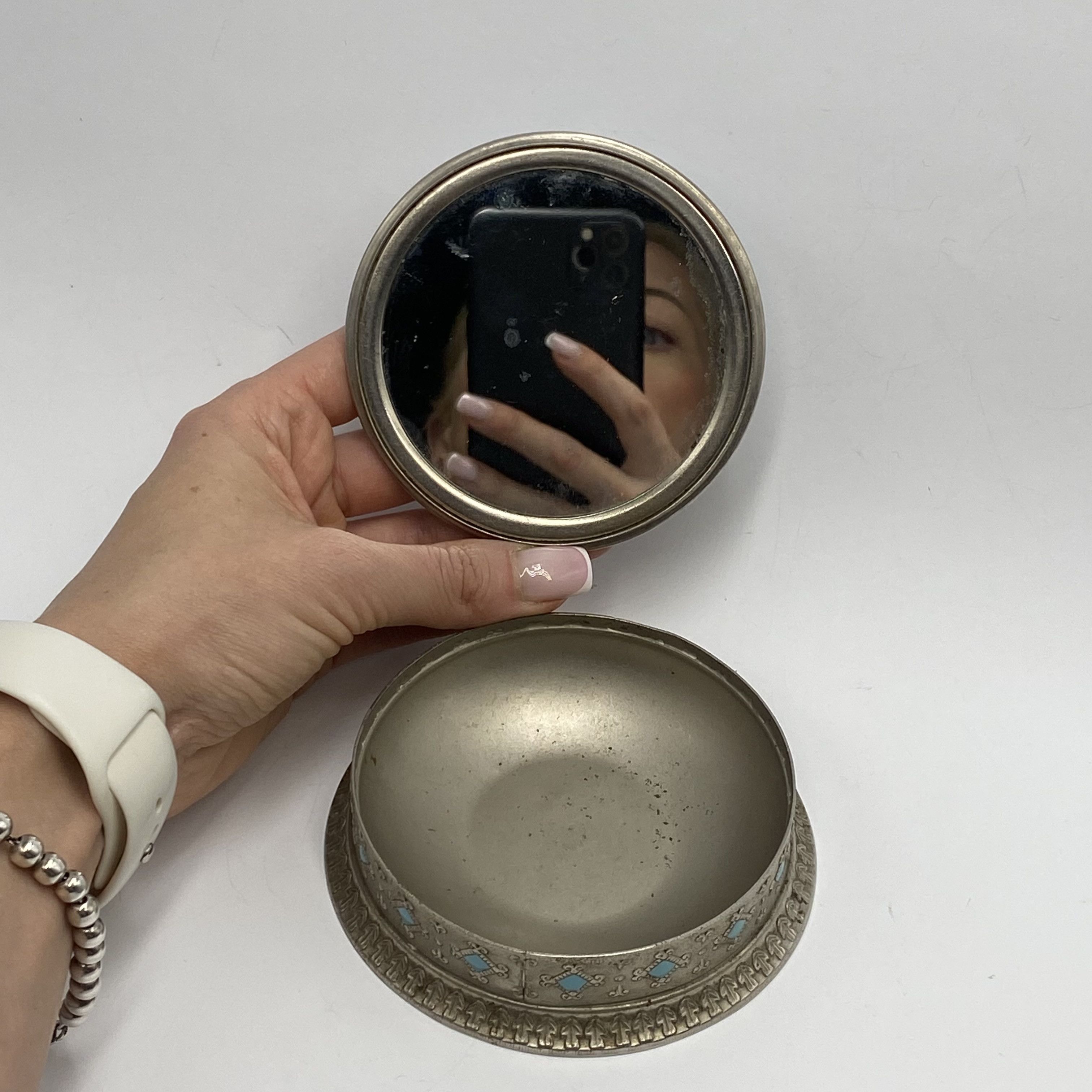 Vintage Large Vintage Soviet Powder Box Compact Enamel Bronze Size ONE SIZE - 3 Thumbnail