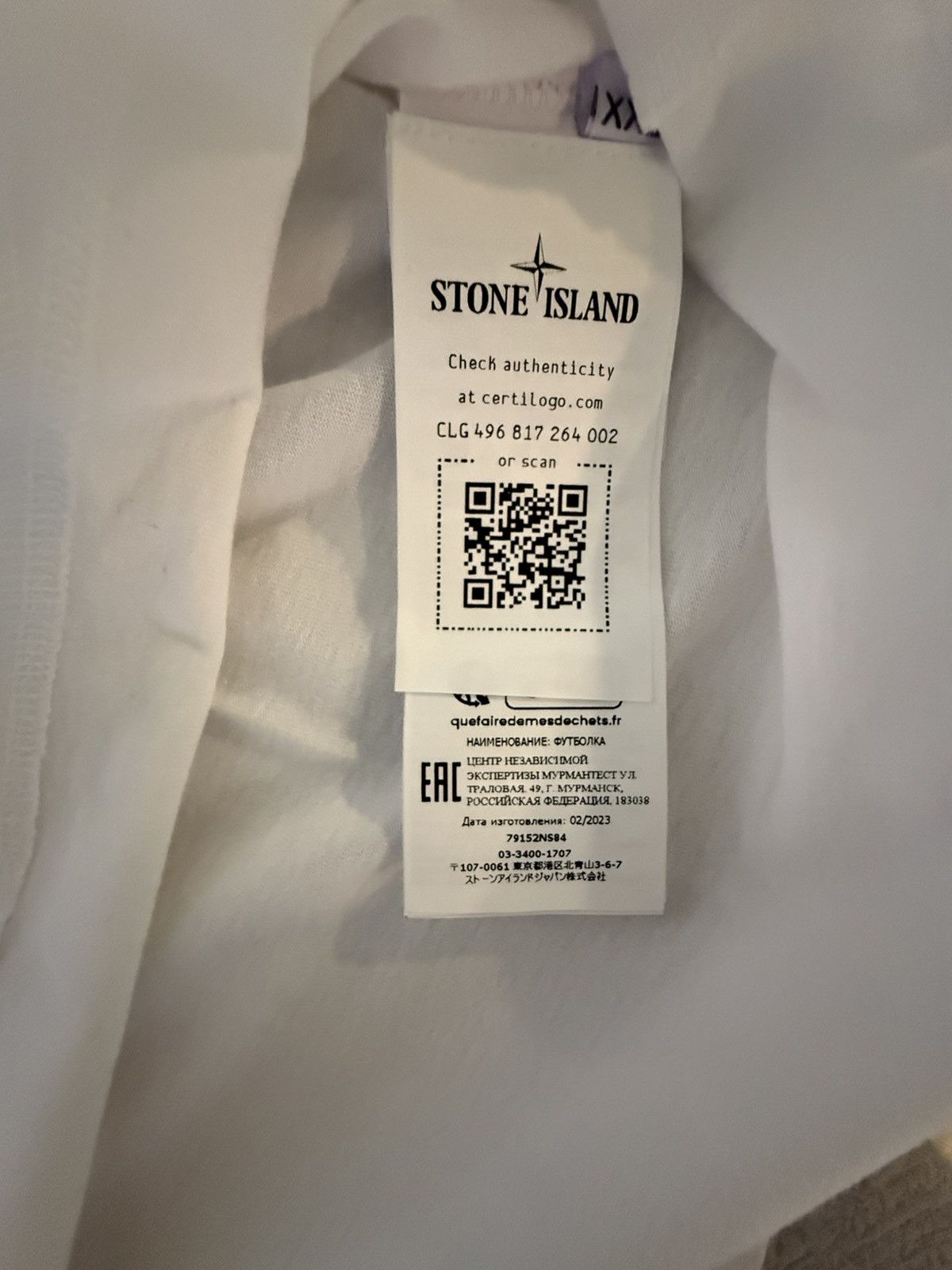 Stone Island Stone Island Paint Splatter Embroidered Chest Logo White Tee Size US XXL / EU 58 / 5 - 6 Thumbnail