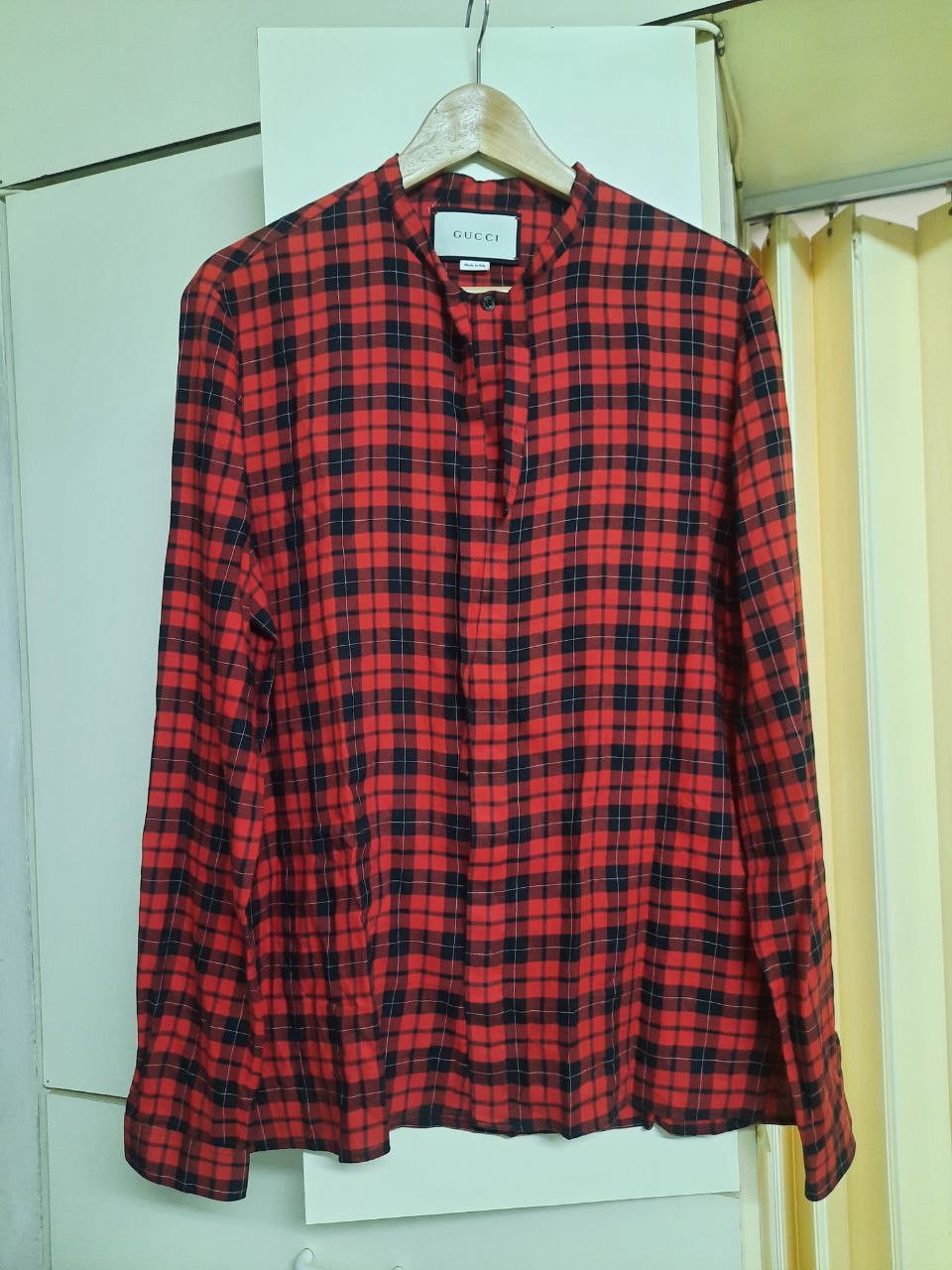 Gucci Checkered Plaid Flannel Bow Tie Shirt Size US M / EU 48-50 / 2 - 1 Thumbnail