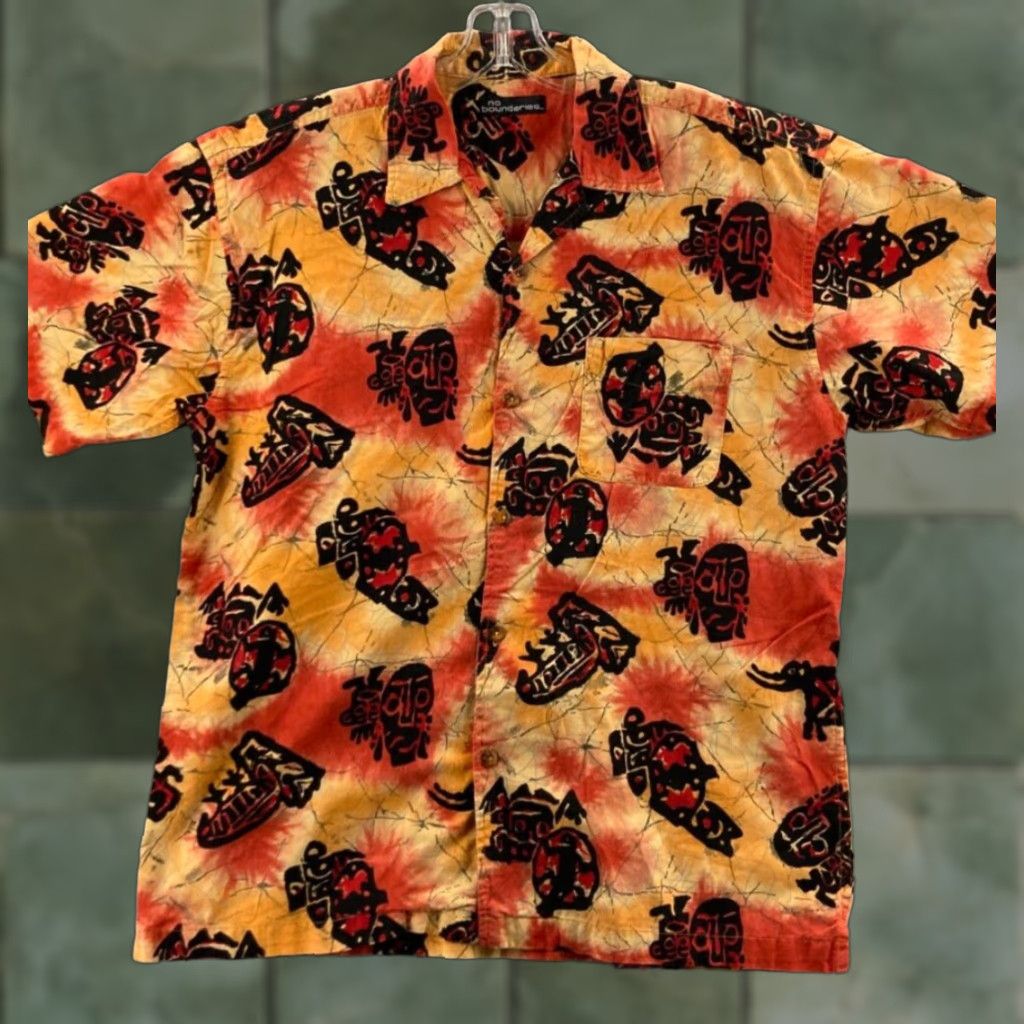 Vintage VINTAGE No Boundaries shirt Mens XL Hawaiian ALOHA camp tiki god mask face Button-Up Shirt XS? Size US XL / EU 56 / 4 - 1 Thumbnail