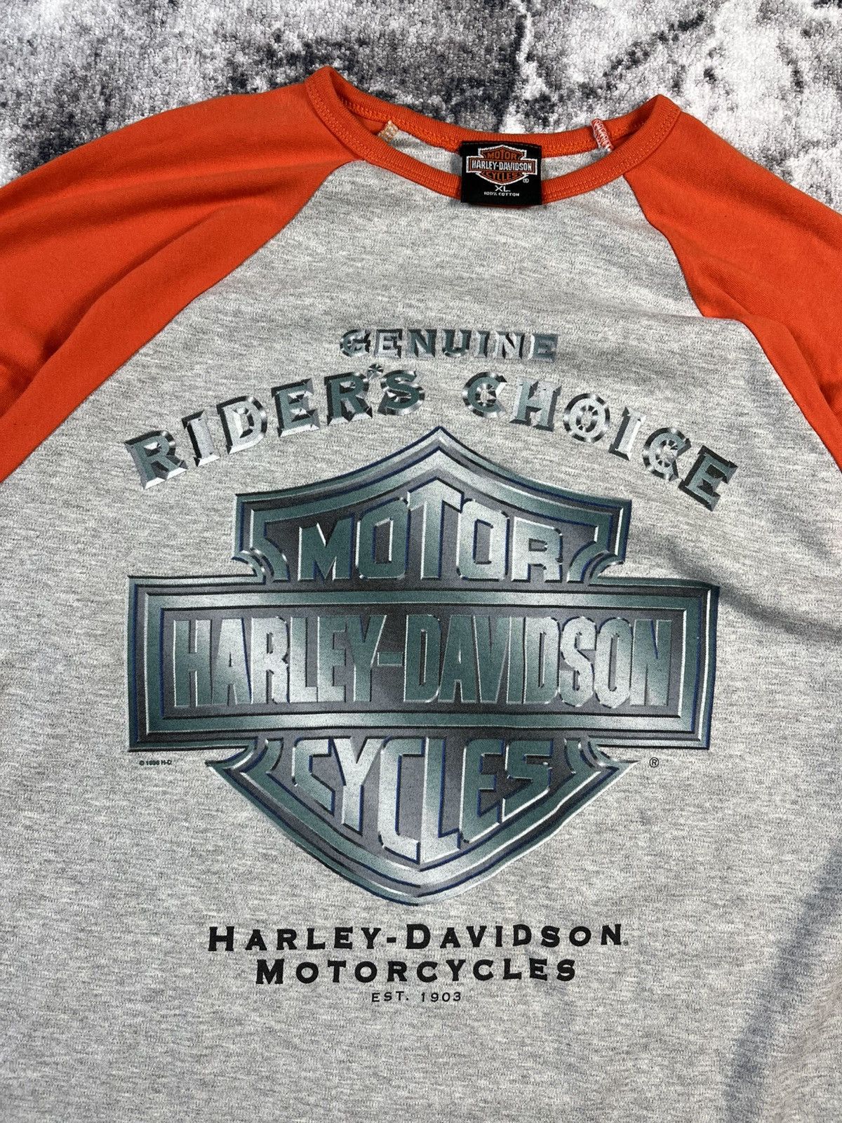 Harley Davidson Vintage Harley-Davidson Raglan Tee – 1996 Size US XL / EU 56 / 4 - 4 Thumbnail