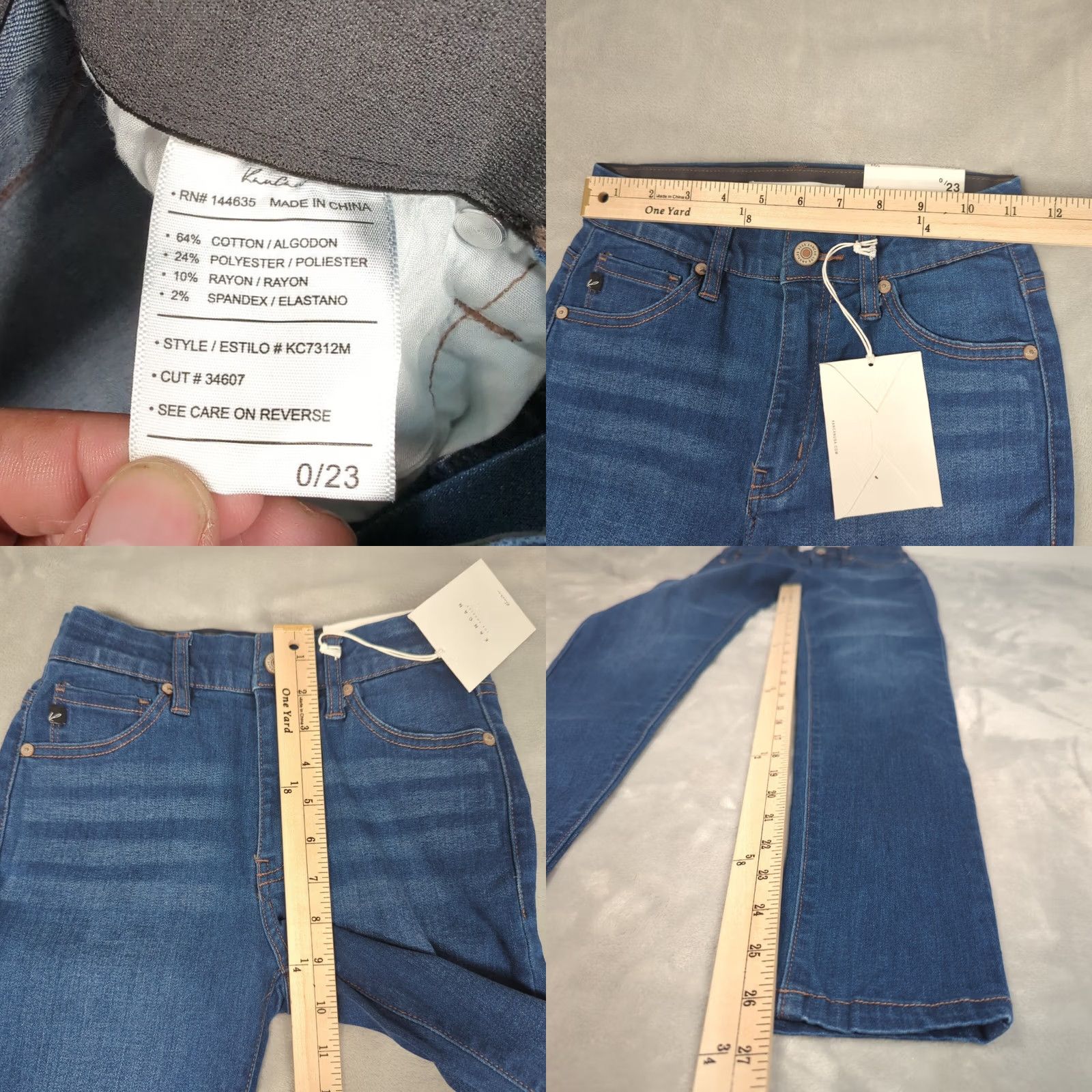 Vintage Kancan Jeans Womens 23 x26 Blue Zip Fly Stretch High Rise Ankle Skinny NEW Size 40" / US 18 - 9 Thumbnail