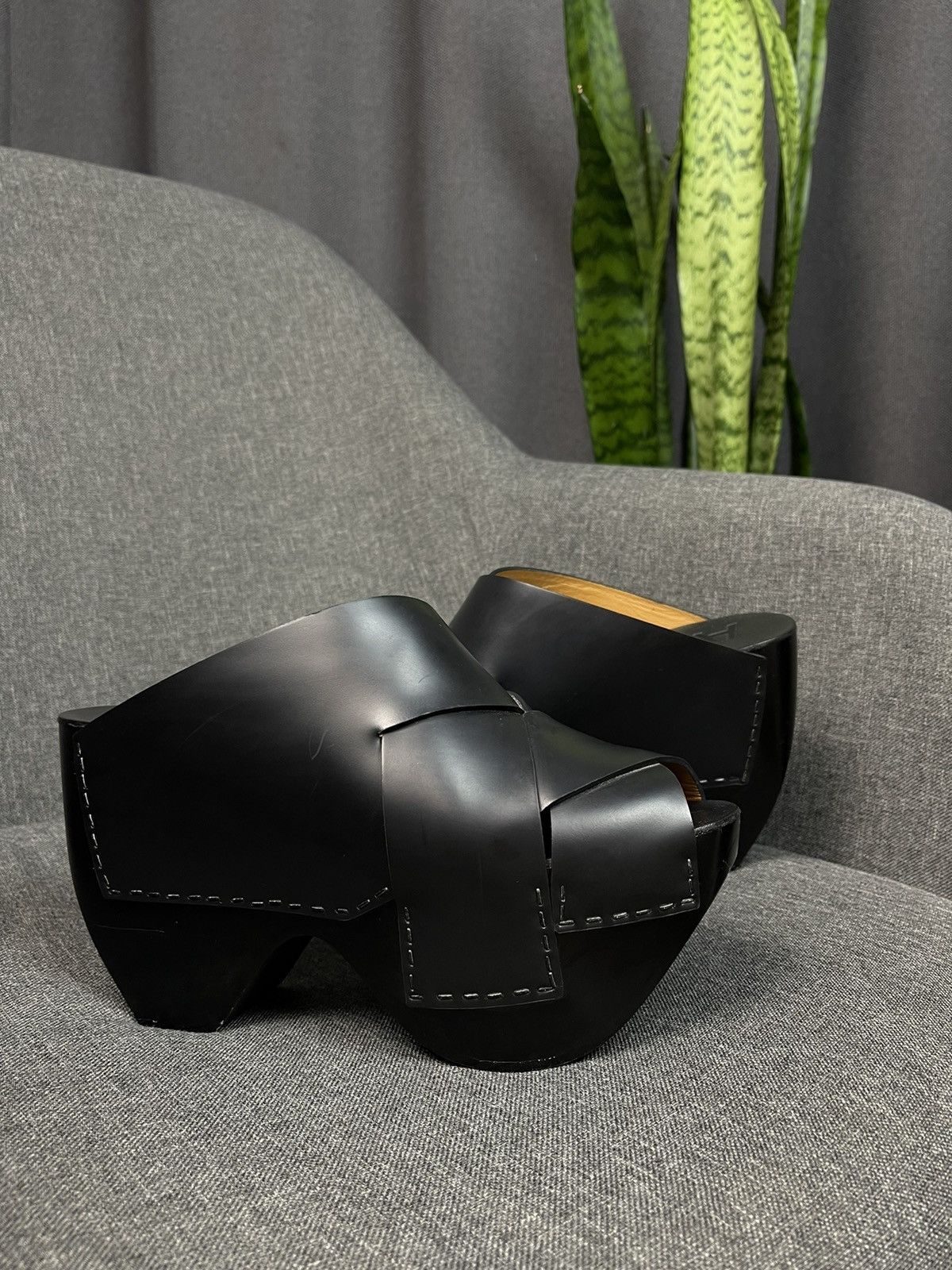 image of Acne Studios Black Callie Platform Mule Shoes, Women's (Size 8)